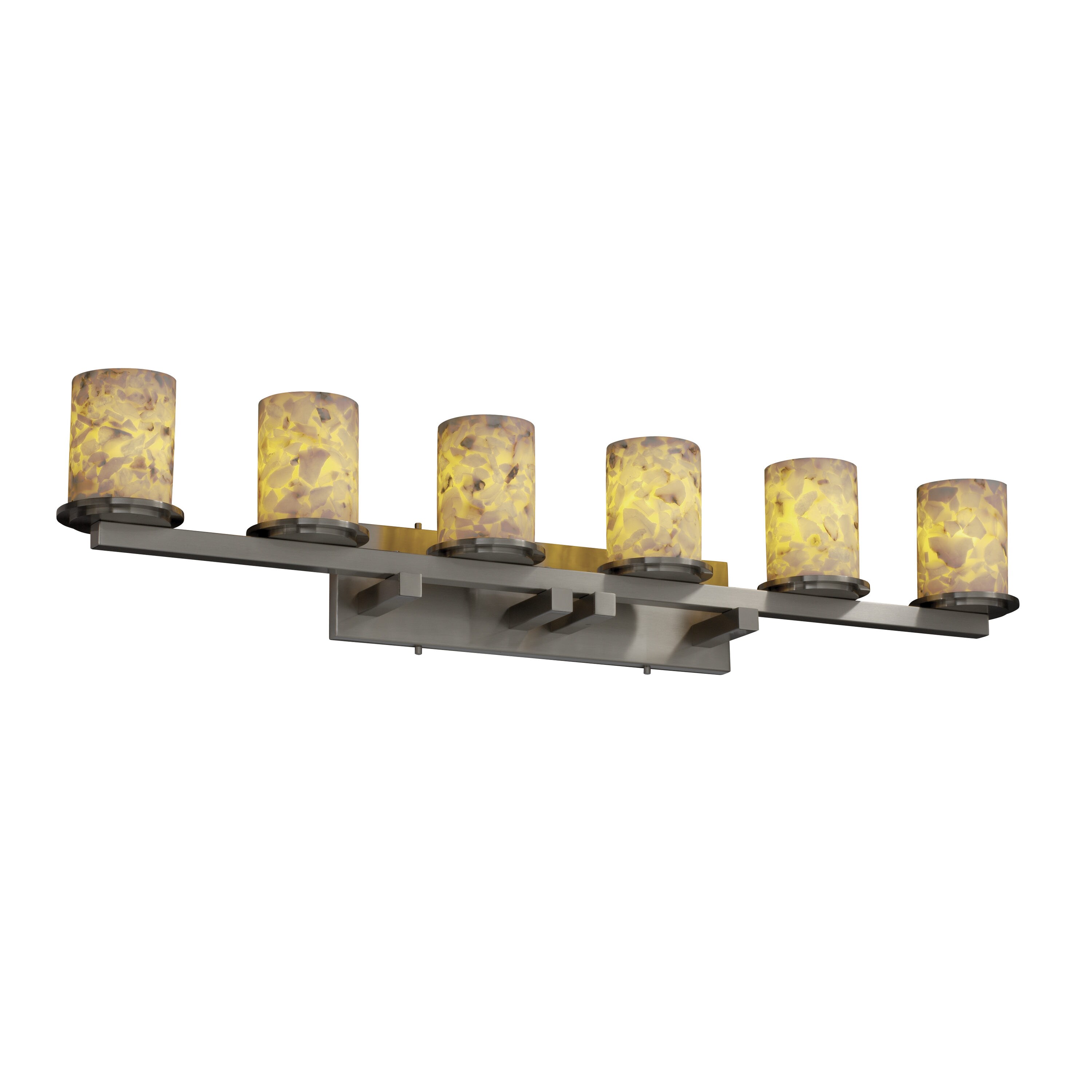 Justice Design Group ALR-8786-10-NCKL Alabaster Rocks 45-in 6-Light Brushed Nickel Transitional Vanity Light