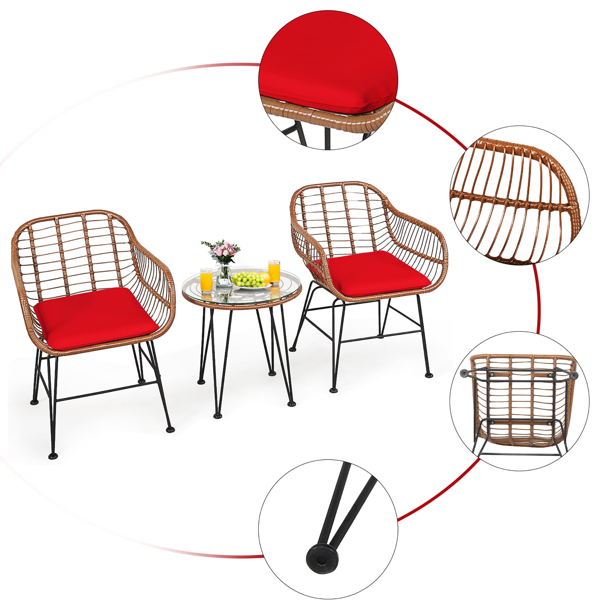 Costway OP70837RE Patio-Conversation-Sets - View #2
