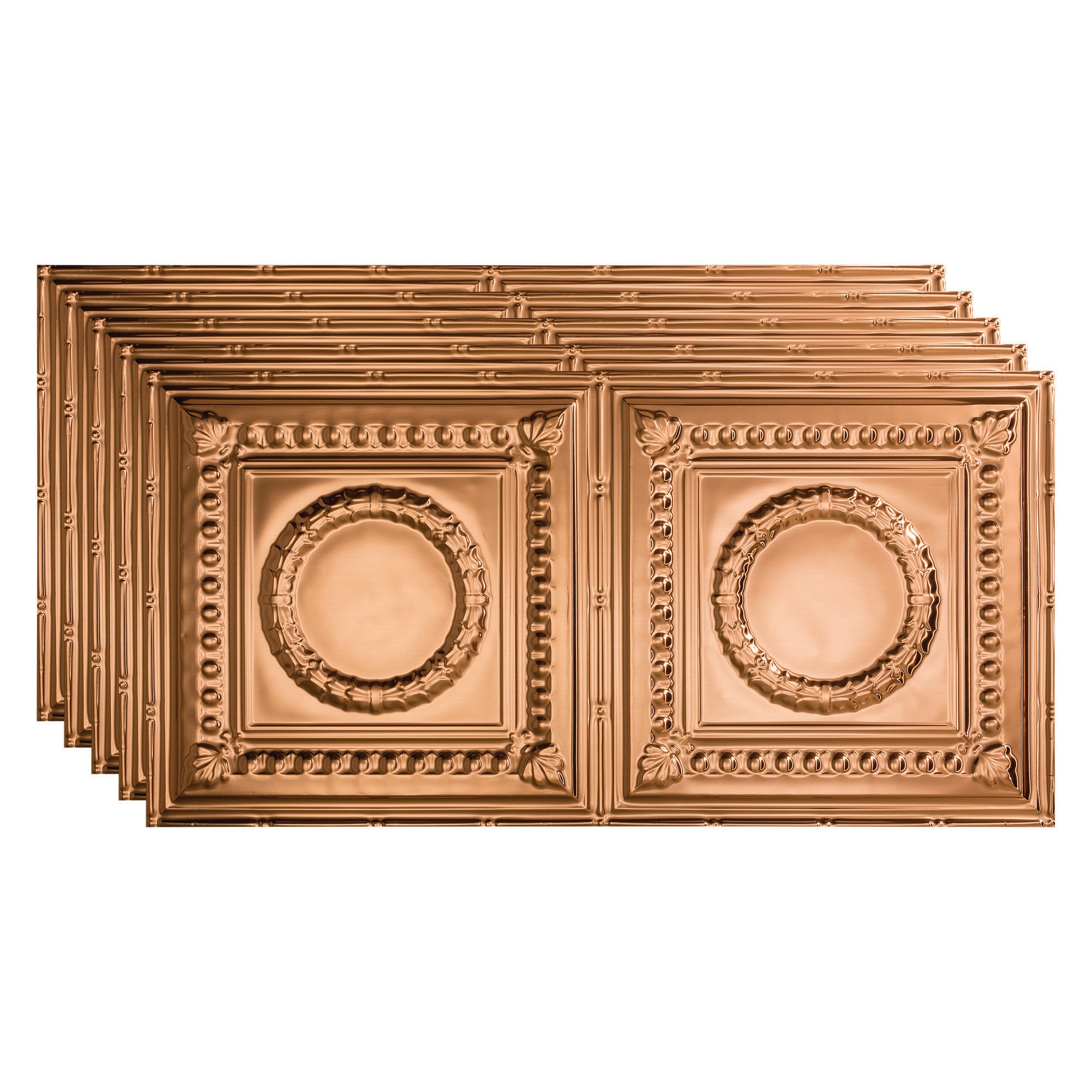 Fasade PG5425 4-ft x 2-ft Rosette Polished Copper PVC Surface-mount Ceiling Tile (5-Pack, 40-sq ft / Case)