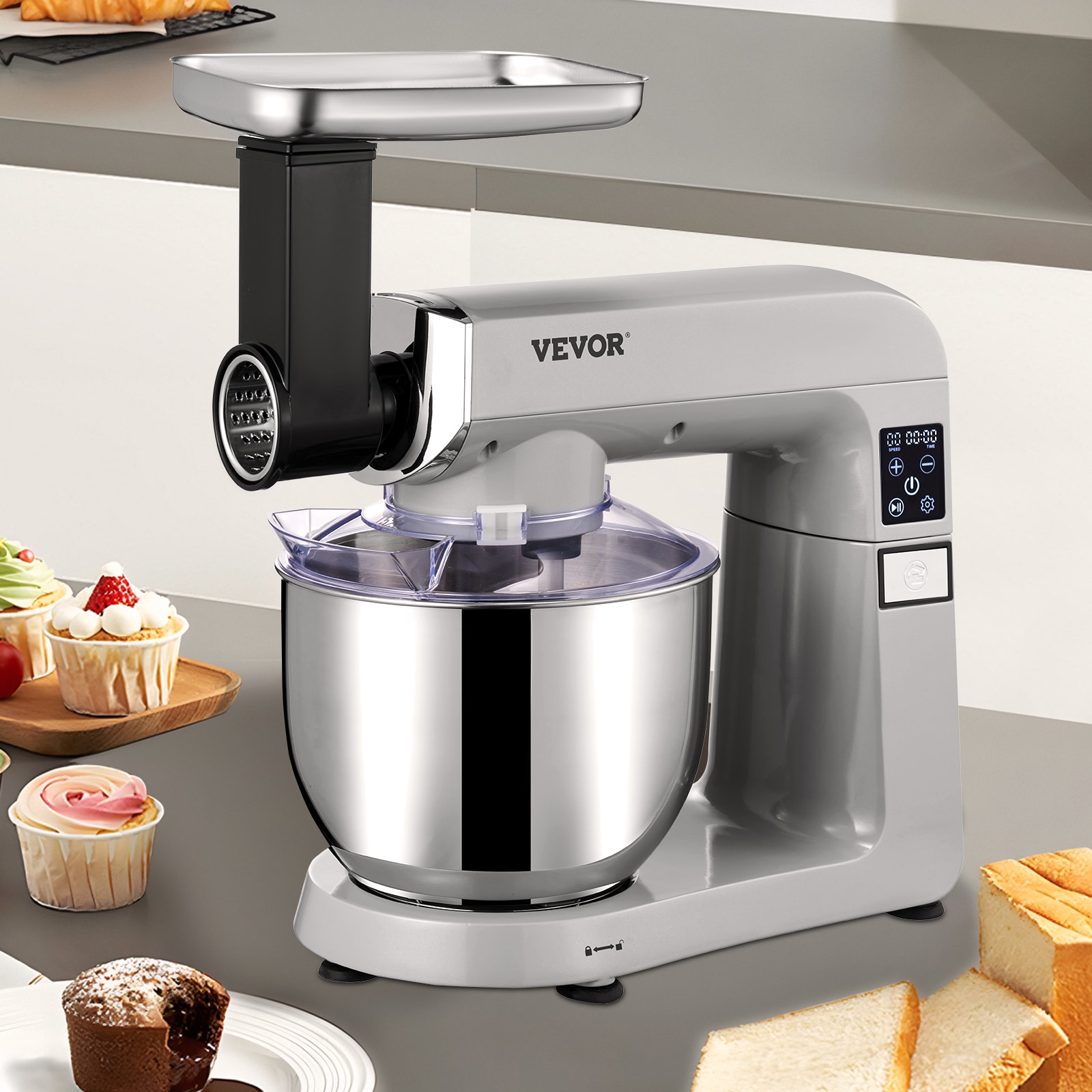 VEVOR 6 Speeds 450W 7.4Qt Stand Mixer Stainless Steel + Metal 7.4-Quart Commercial/Residential Bowl-lift Stand Mixer ZRL7L450W110V113VV1 Sansujyuku sansujyuku.com