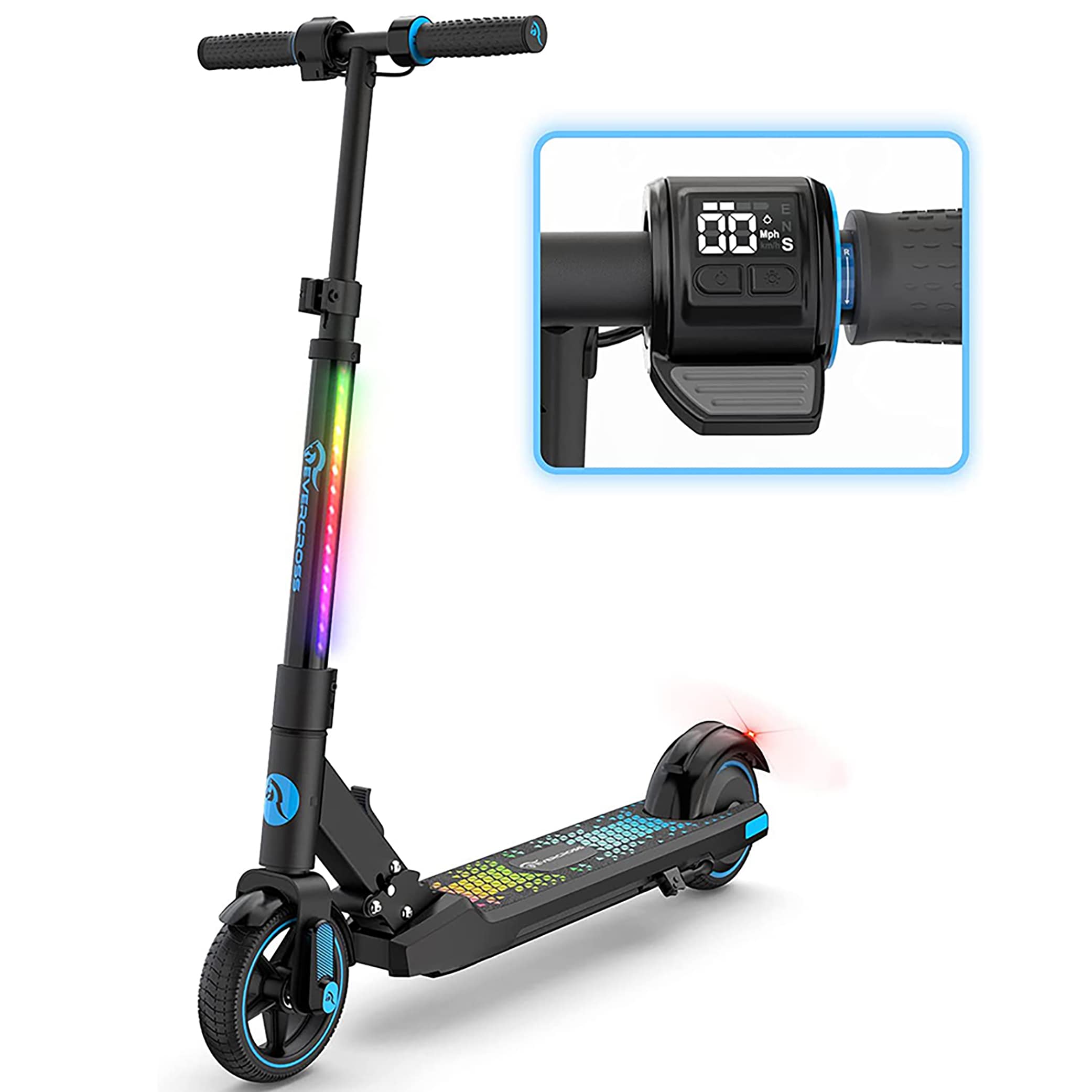 EVERCROSS Evercross Ev06c, Foldable Electric Scooter For Kids Ages 6-12, Up To 9.3-MPH and 5-Mile, LED Display, Colorful Lights, Lightweight in the Scooters department at Lowes.com