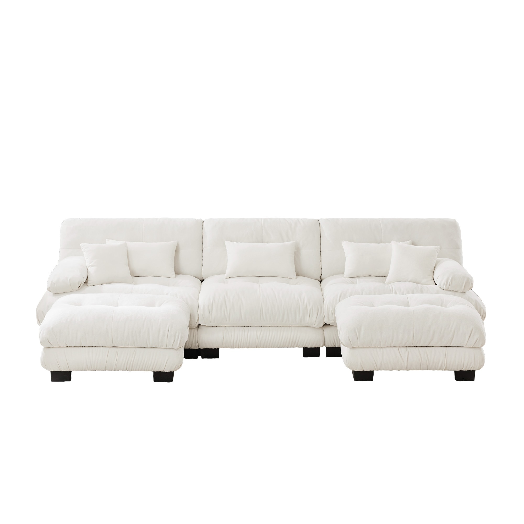 SINOFURN SYA020311GY 133.8-in W Modern White Chenille 3-seater Sectional