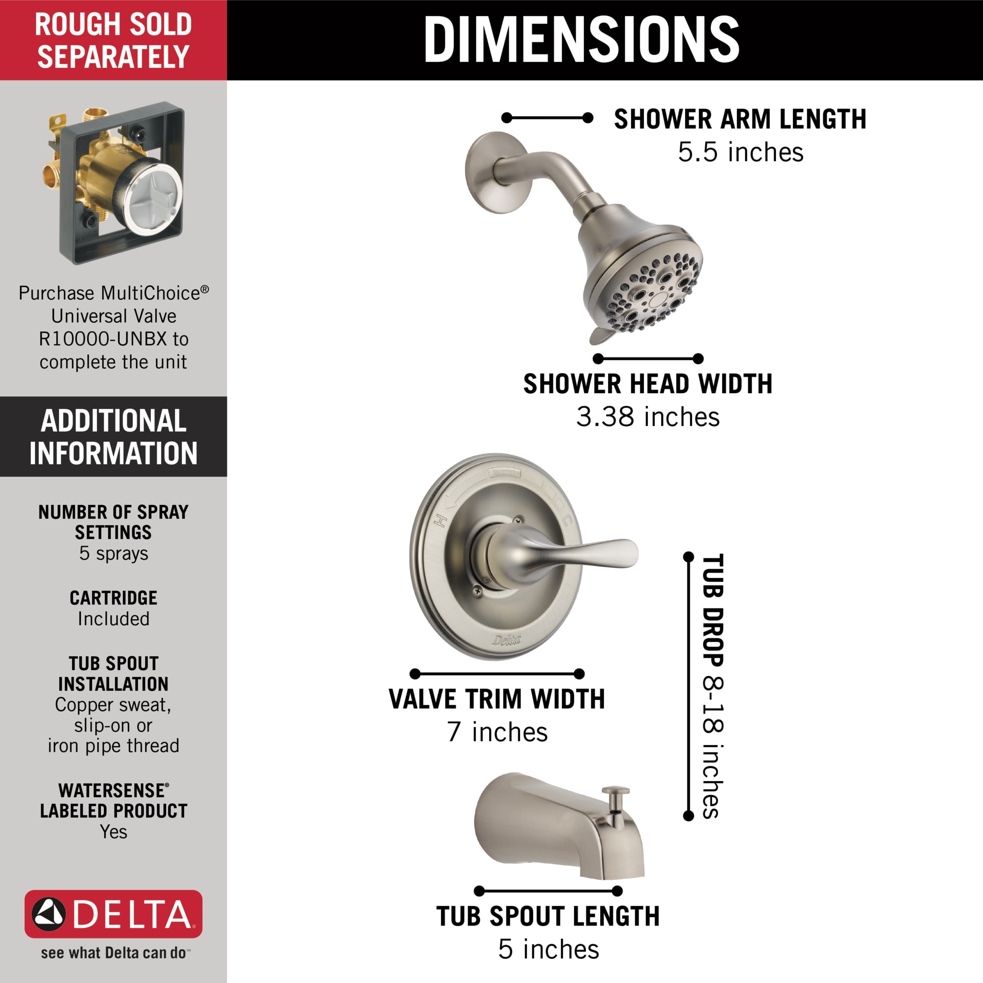 Contemporary Stainless Steel Single-Function Shower Faucet Set