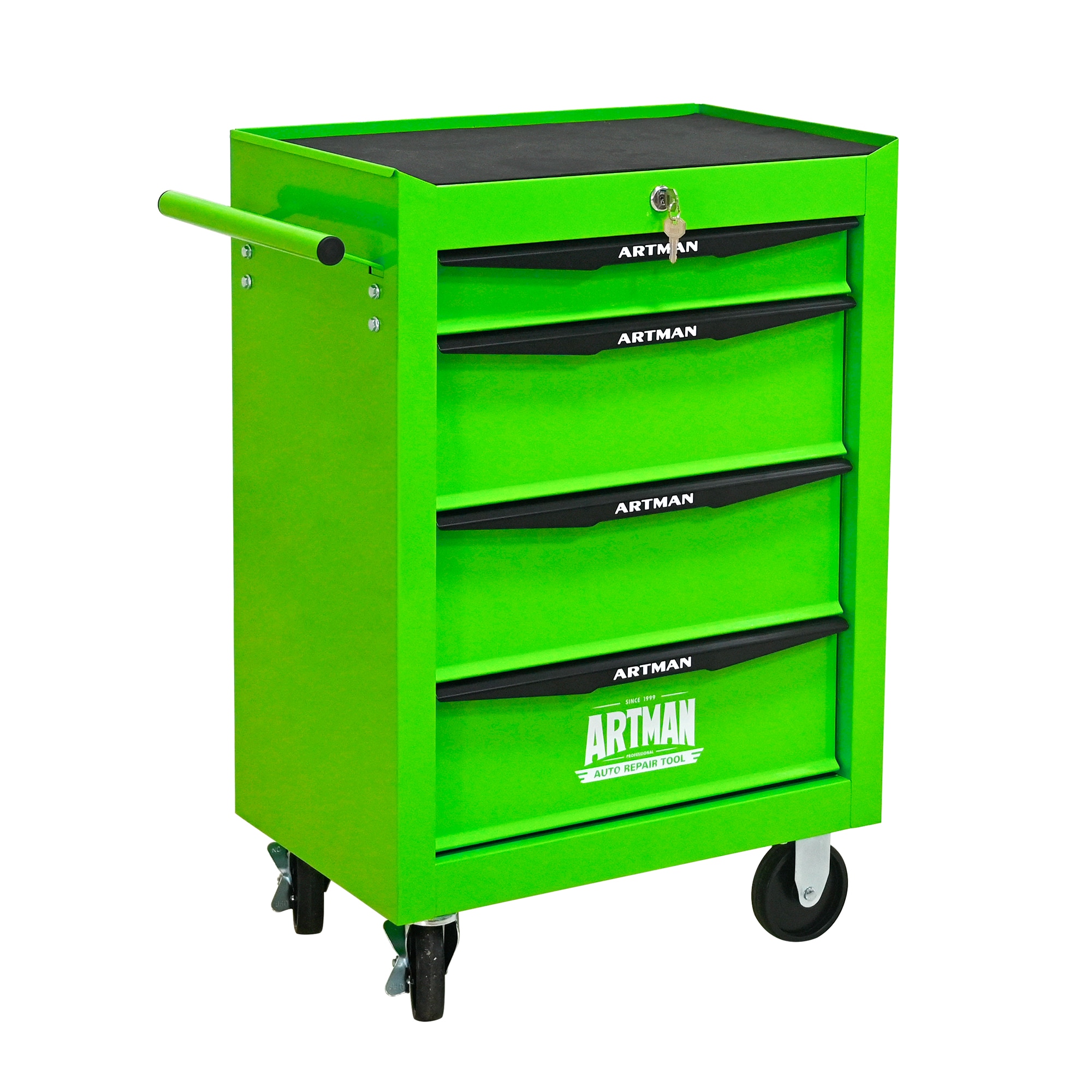 LOVMOR  4 Drawer 20 inch Ball Bearing Slide Tool Chest Lockable Tool Storage Organizer Steel for Garage with Locking Wheels Green
