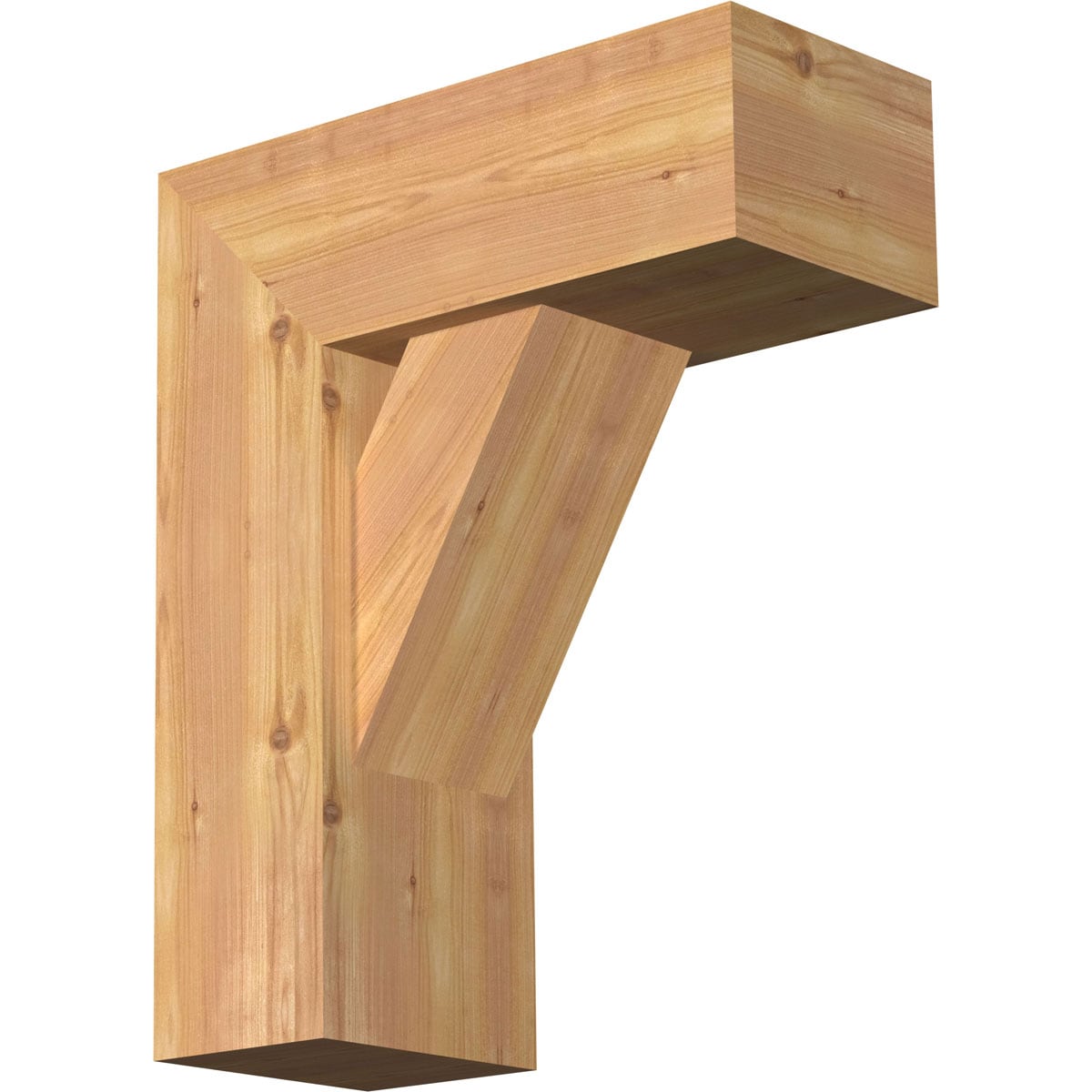 Ekena Millwork 1464864 Traditional Block Smooth Bracket with Offset Brace Western Red Cedar Wood Standard Bracket