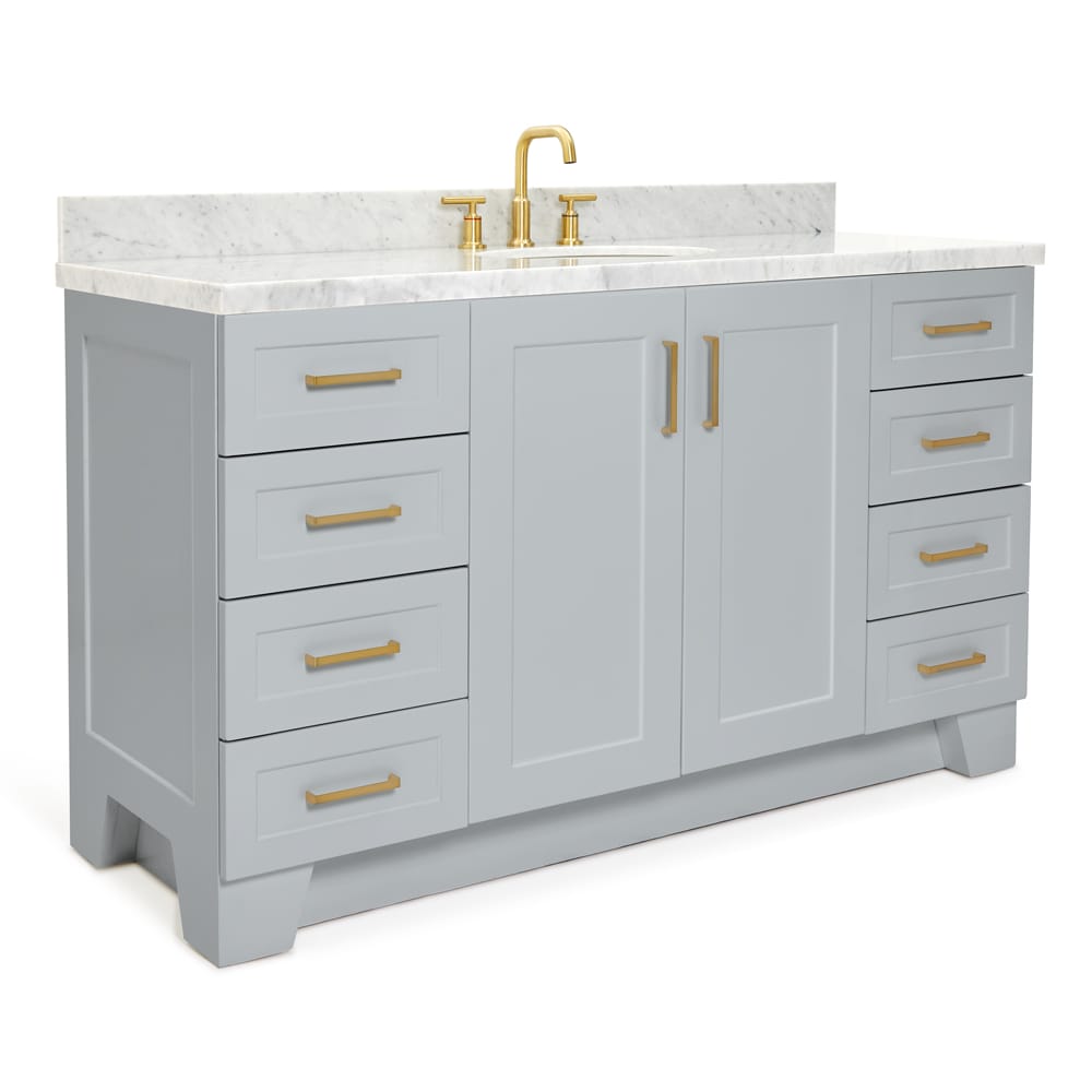 Taylor 61" Gray Freestanding Bath Vanity with Carrara Marble Top