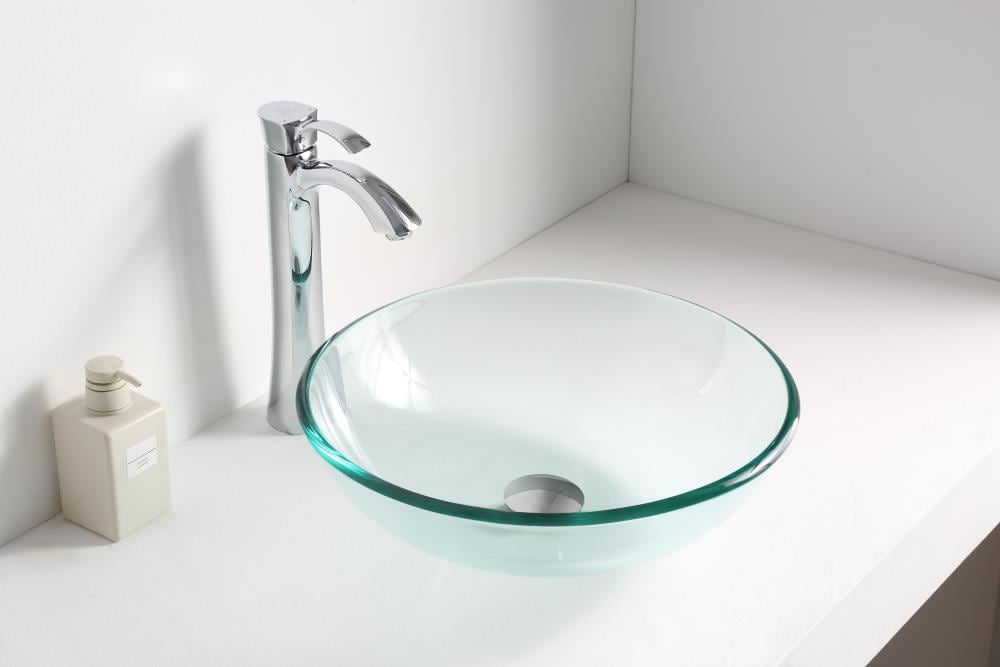 Lustrous Clear Round Glass Above-Counter Vessel Sink