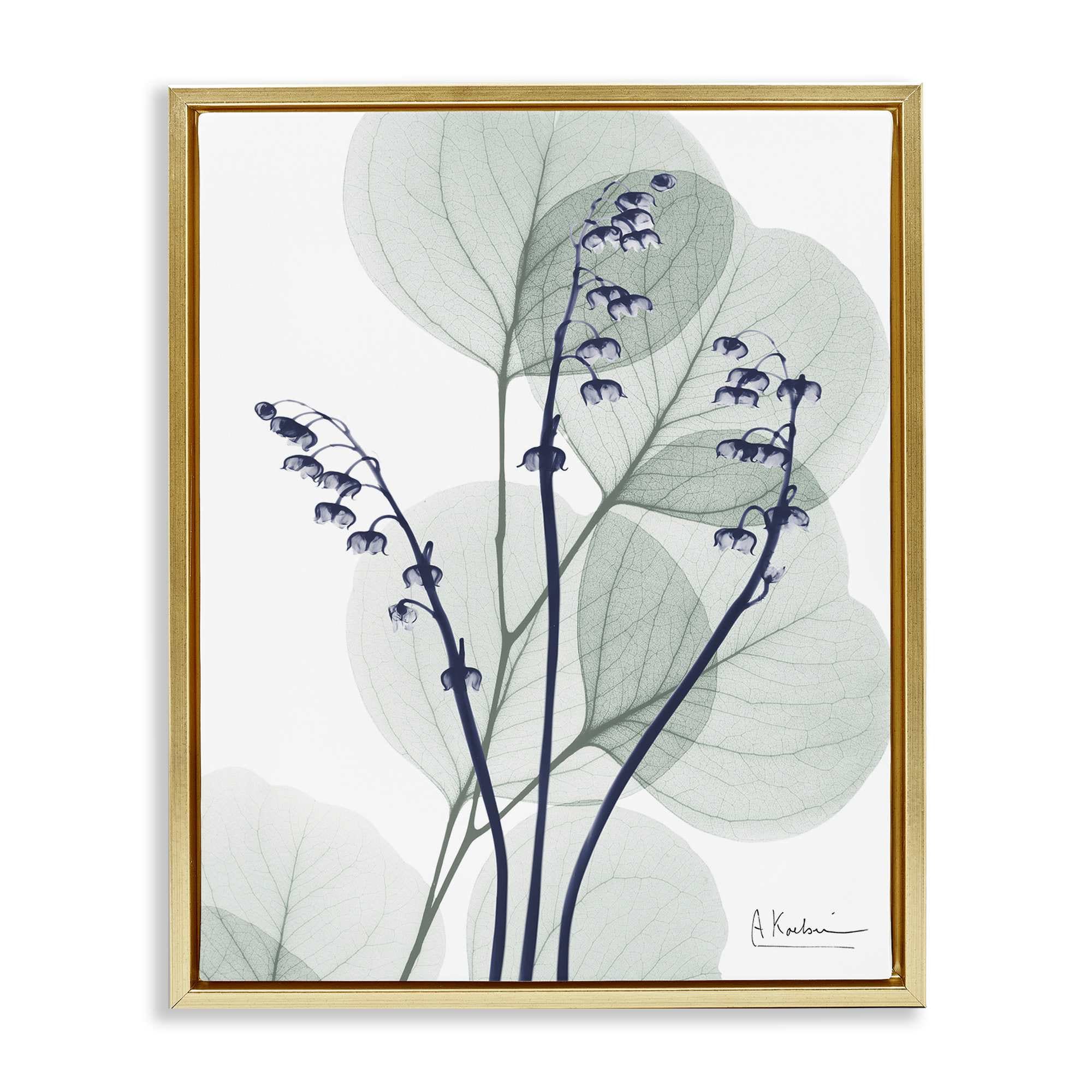 Stupell Industries BS-007-FFG-16X20 Serene Modern Eucalyptus Gold Framed Floater Canvas Wall Art By Albert Koetsier 17 x 21