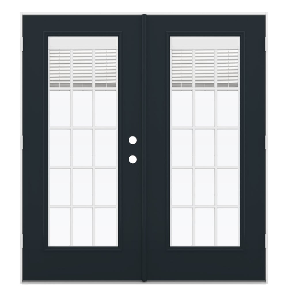 JELD-WEN LOWOLJW205900416 French 72-in x 80-in x 4-9/16-in Jamb Low-e Blinds and Grilles Between The Glass Eclipse Steel French Right-Hand Outswing Double Patio Door