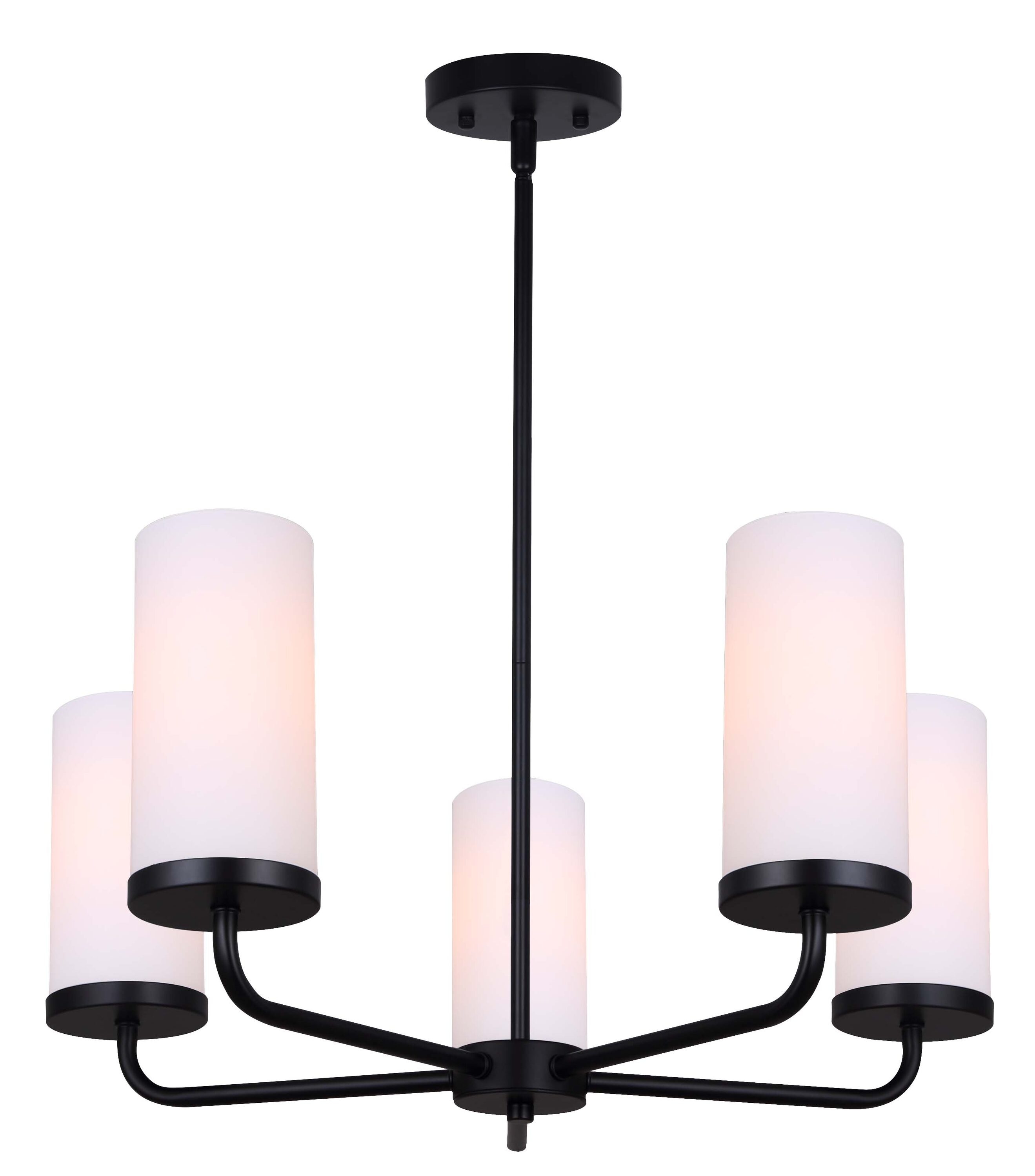 Canarm ICH2029B05BK Malloy 5 -Light Matte Black Transitional For Use in Bedrooms, Dining Rooms, Foyers, Kitchens, Living Rooms Chandelier