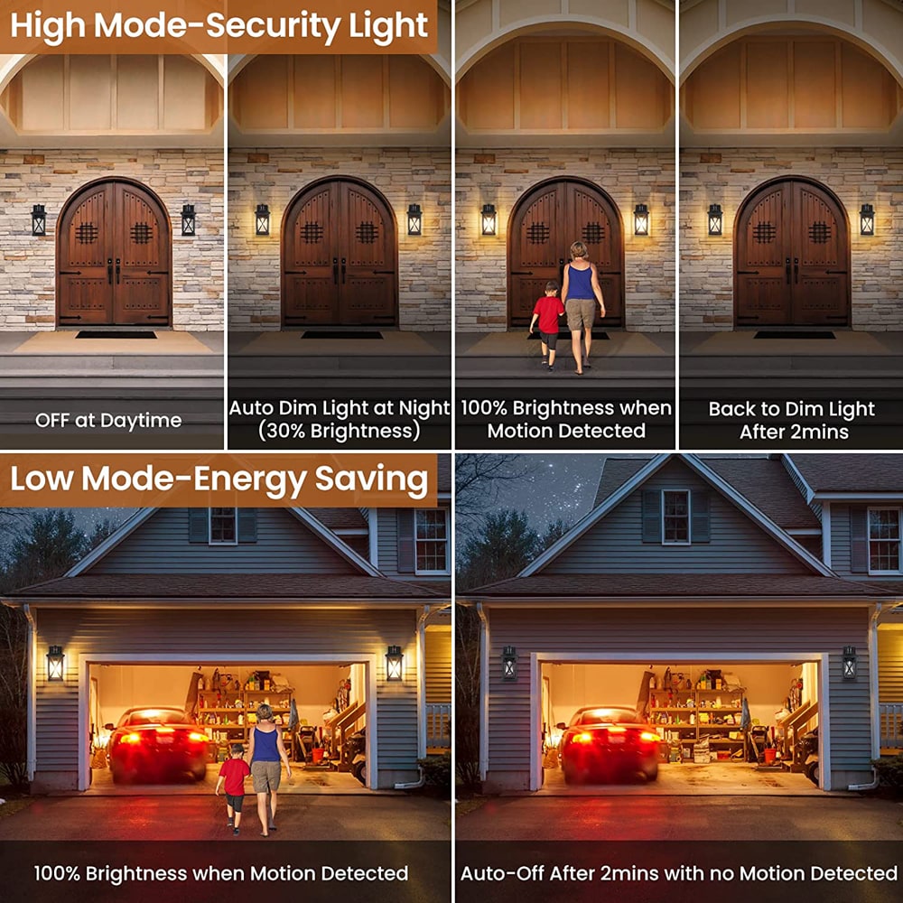 ADJ 2-Pack 1-Light 11.4-in Black Plug-in/ Motion Sensor Dark Sky;; Outdoor  Wall Light in the Outdoor Wall Lights department at