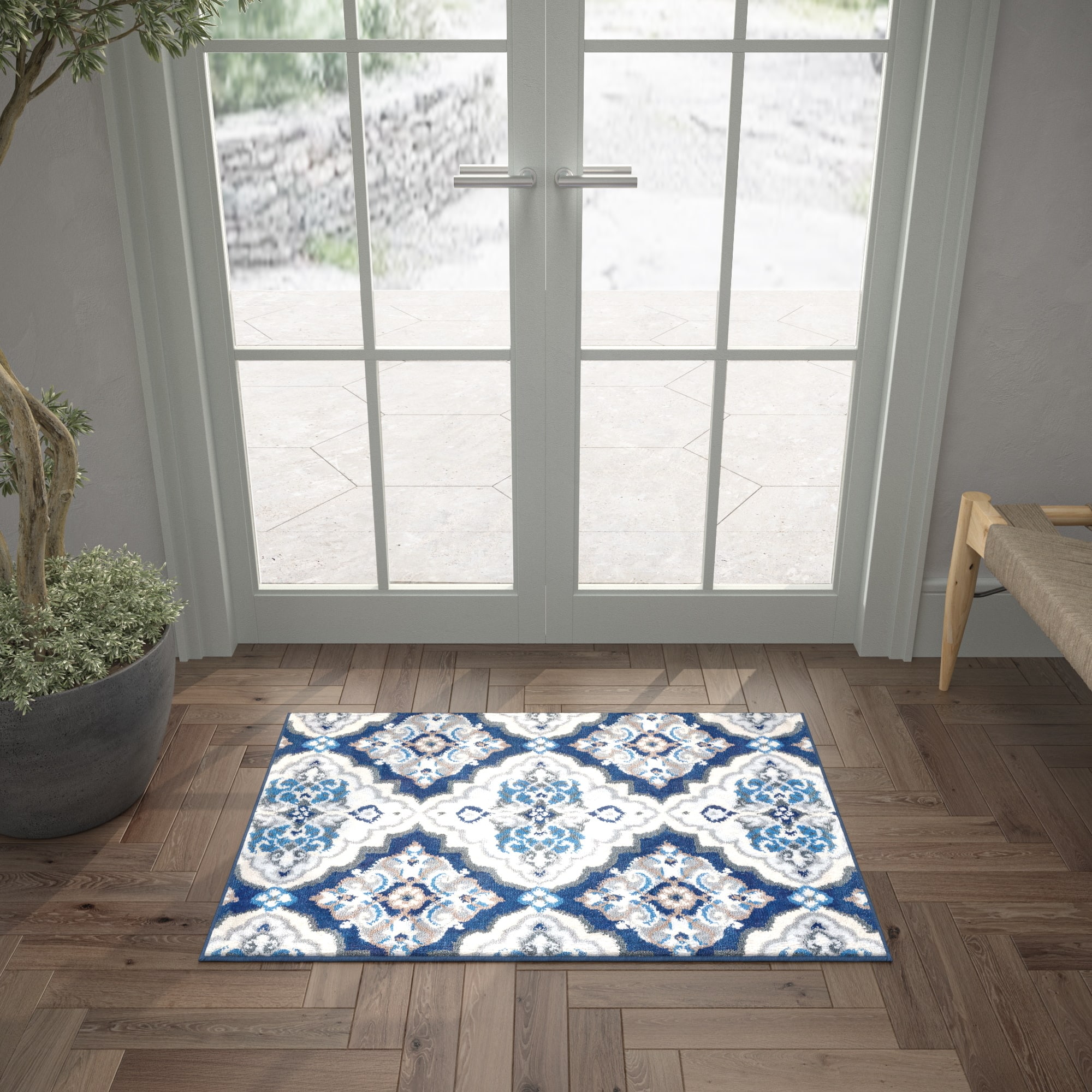Tayse MDN4107 2X3 Madison 2 x 3 (ft) Loomed Polypropylene Dark Blue Rectangular Indoor Throw rug