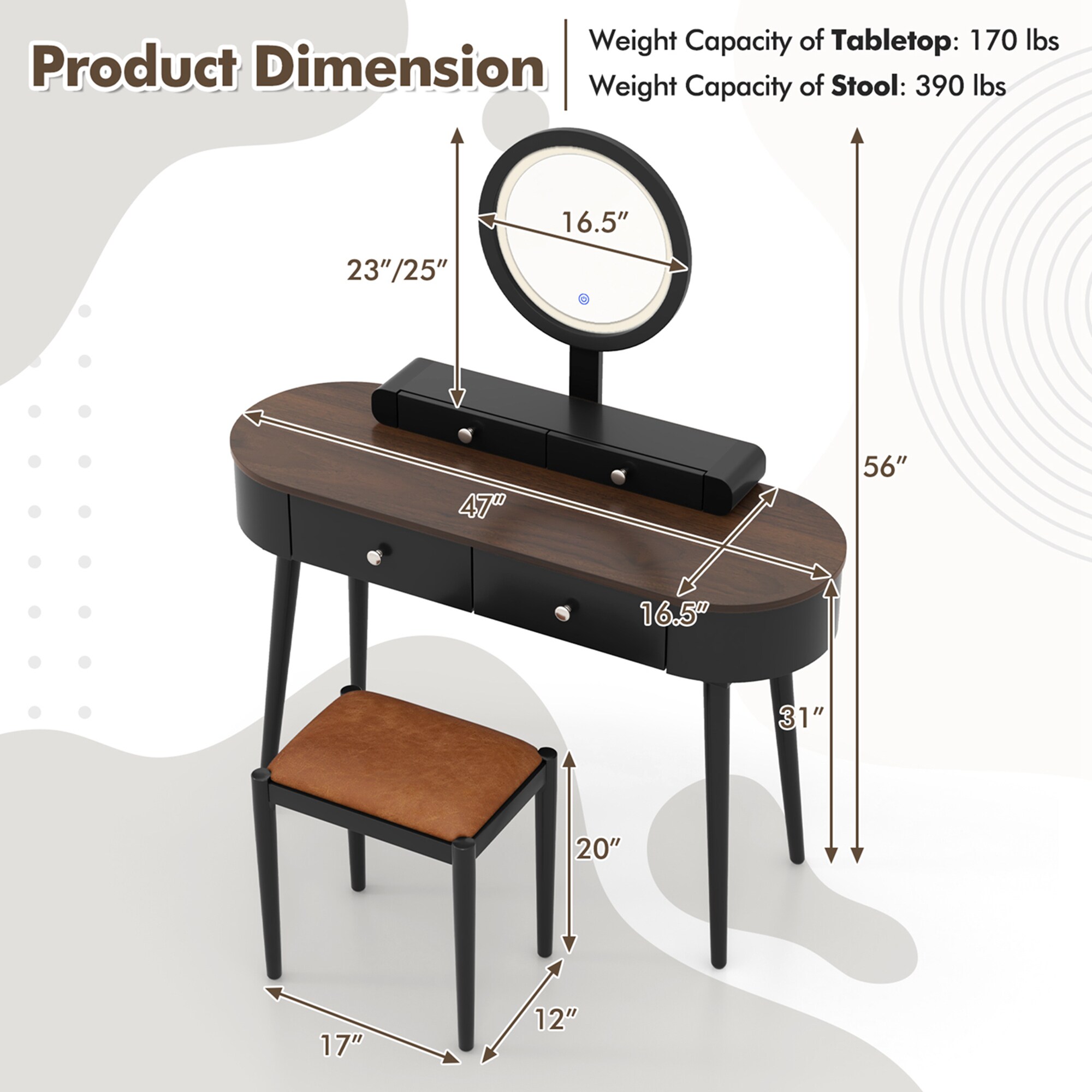 Costway HCST00887 Bedroom-Vanities - View #2