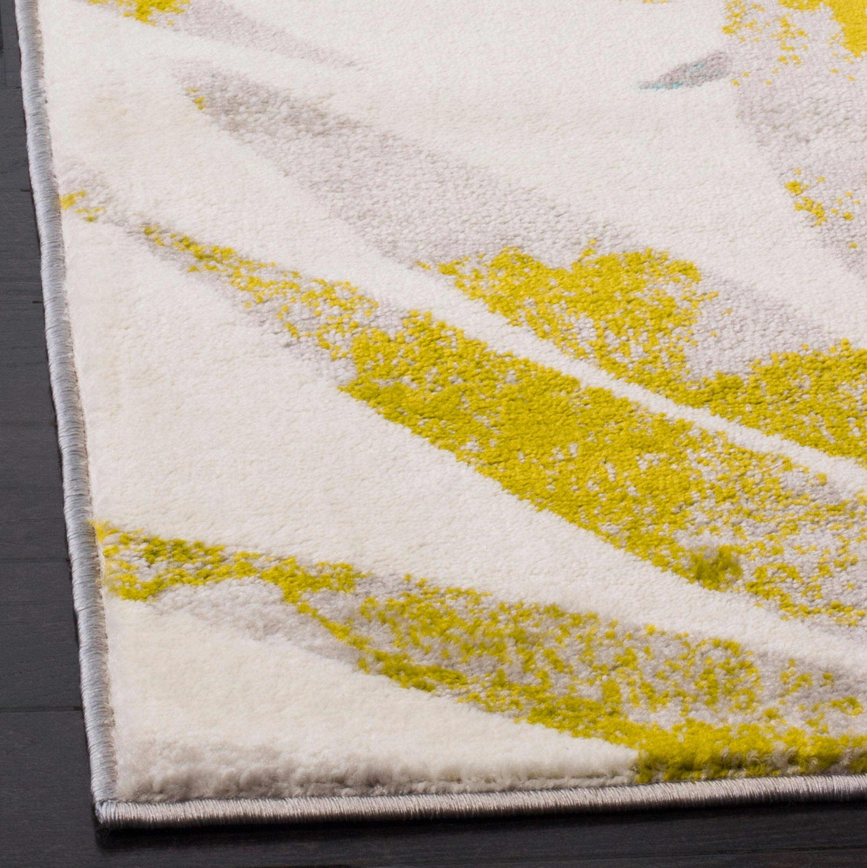 Skyler Gray and Green Floral Synthetic Area Rug
