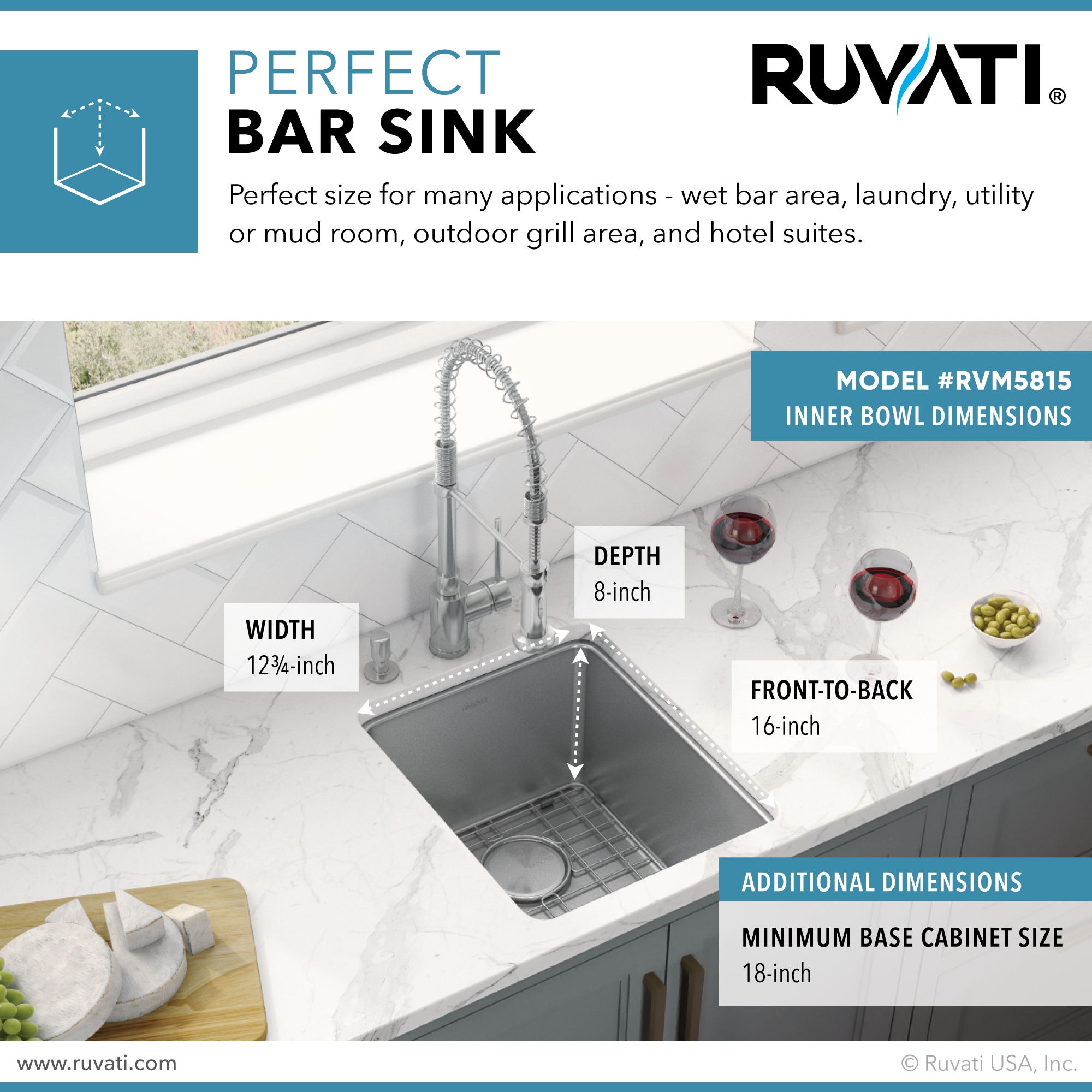 Ruvati RVM5815 Bar-Prep-Sinks - View #4