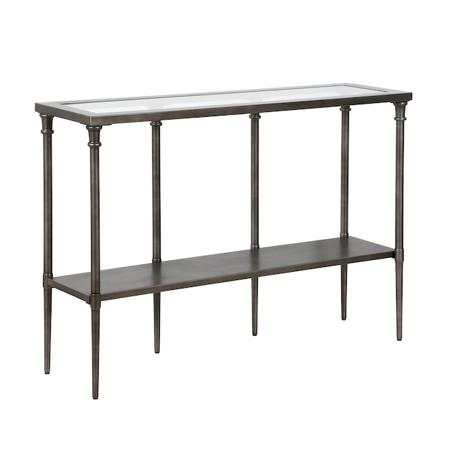 Dafna Modern Aged Steel Console Table, Narrow Console Table 8 Inches Deep