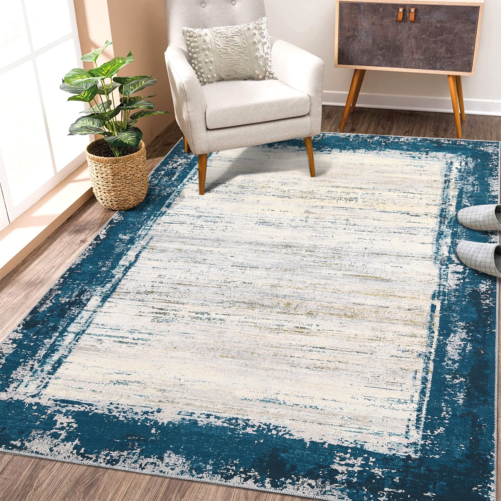 Garvee YXY-LO-PHO-10RRLIUK 8 x 10 (ft) Loomed Polyester Blue/Green Rectangular Indoor Ombre Mid-Century Modern Machine washable Area rug
