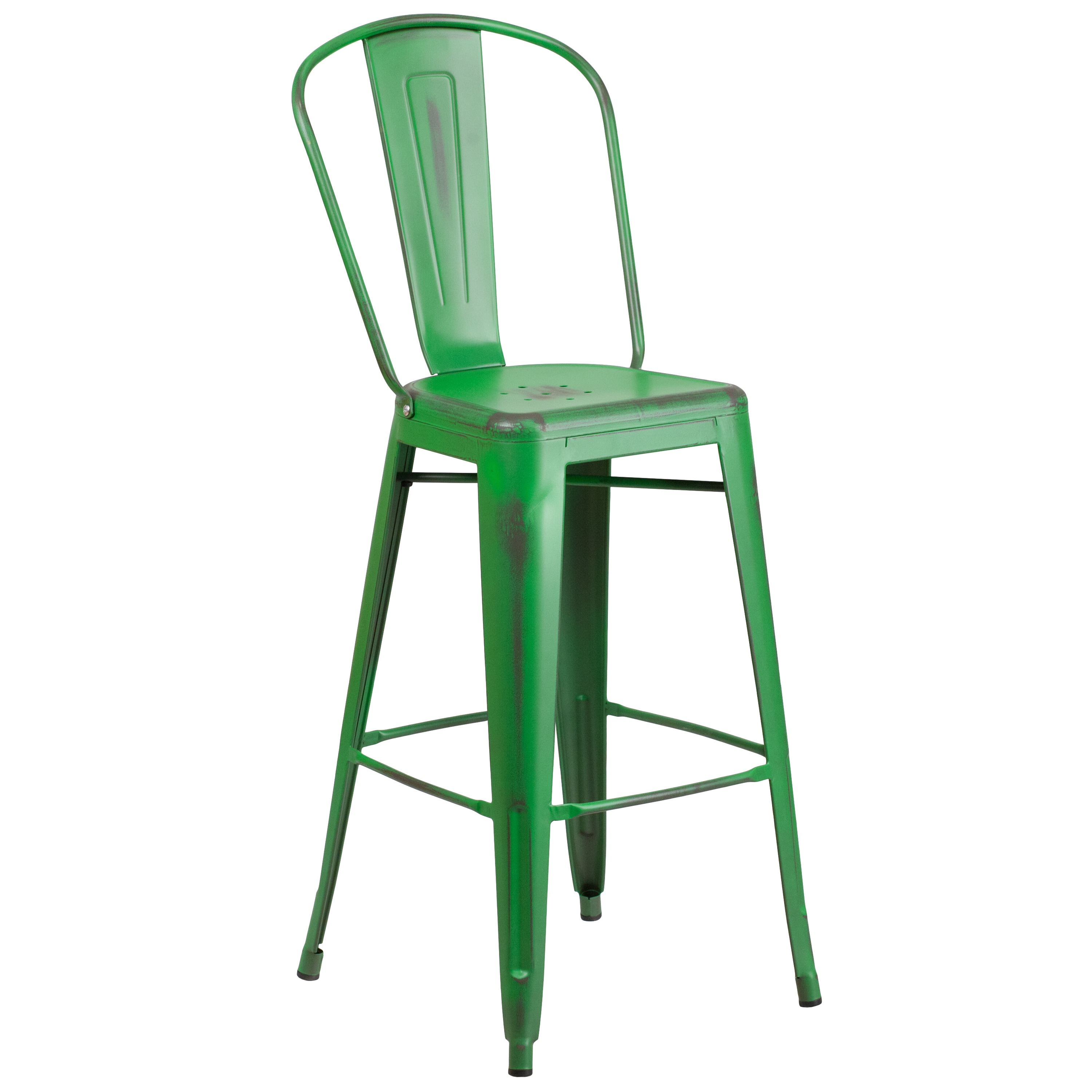Flash Furniture 889142024309 Green 30.0-Inches H Bar height Square seat Stackable Metal Bar Stool and Back