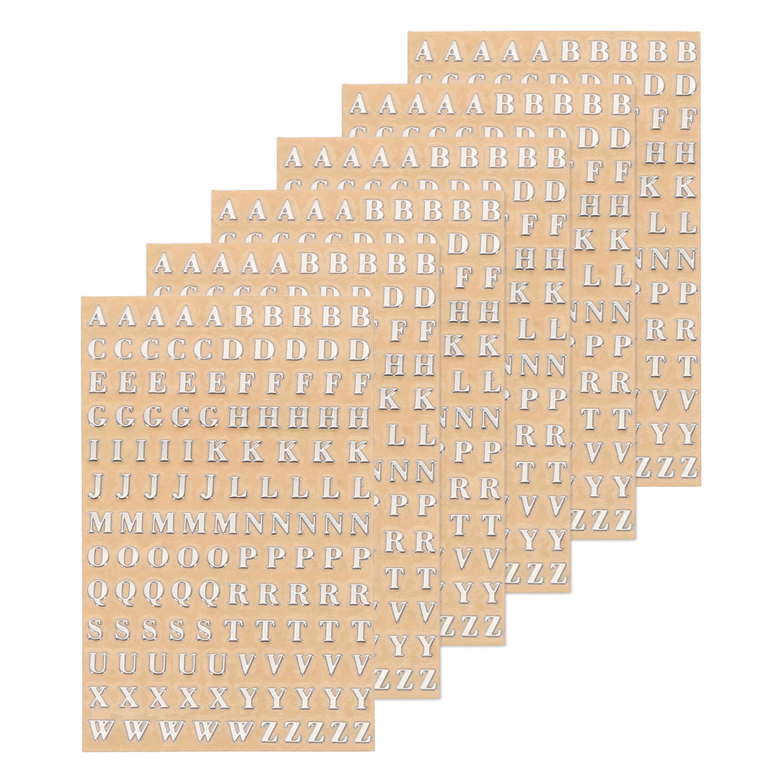 Unique Bargains 6 Sheets Letter Resin Stickers 3D Small A to Z Silver Mini Alphabet Sticker Metallic Sparkle Alloy Uppercase for Resin Nail Scrapbooking 3mm