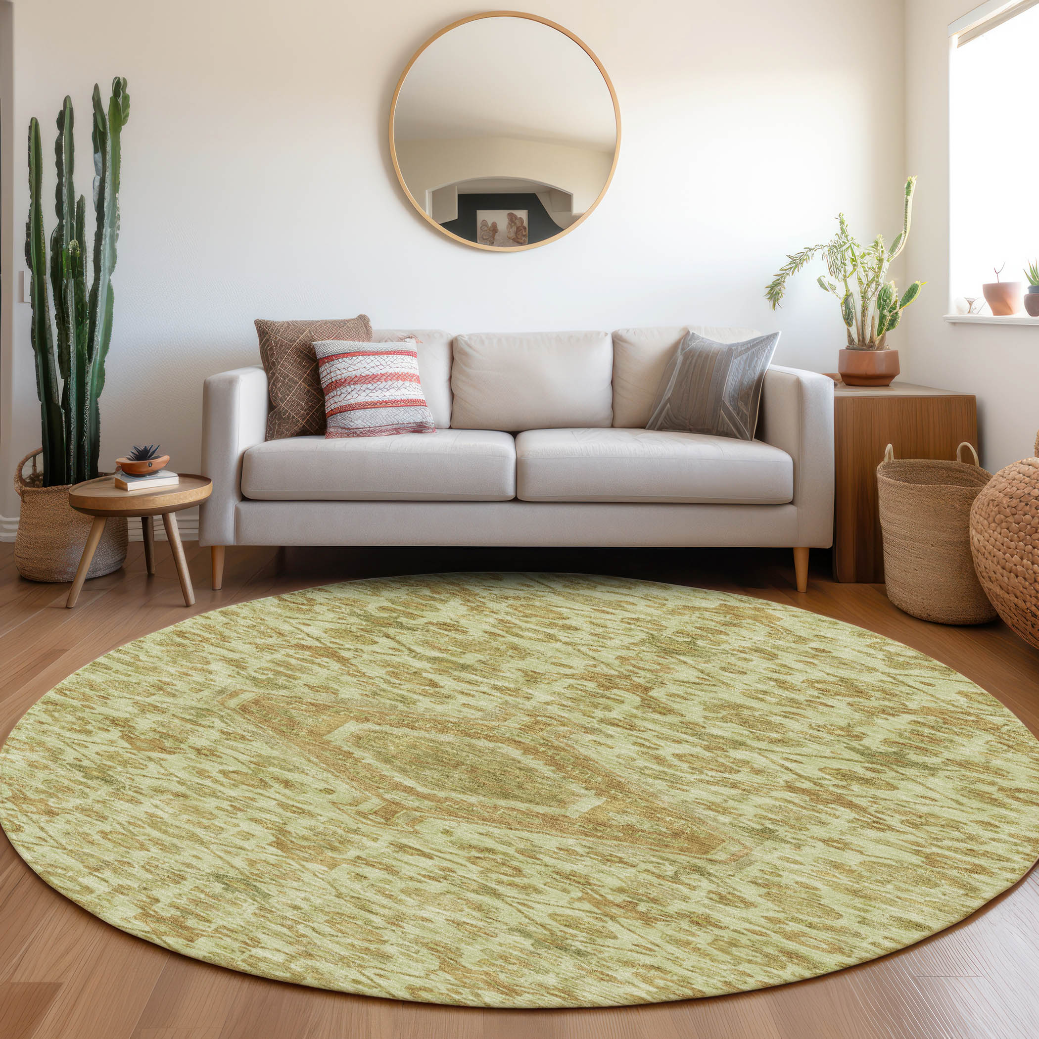 Addison Rugs ACN1225SA8RO Chantille ACN1225SA 8 x 8 (ft) Polyester Sage Round Indoor/Outdoor Geometric Machine washable Area rug