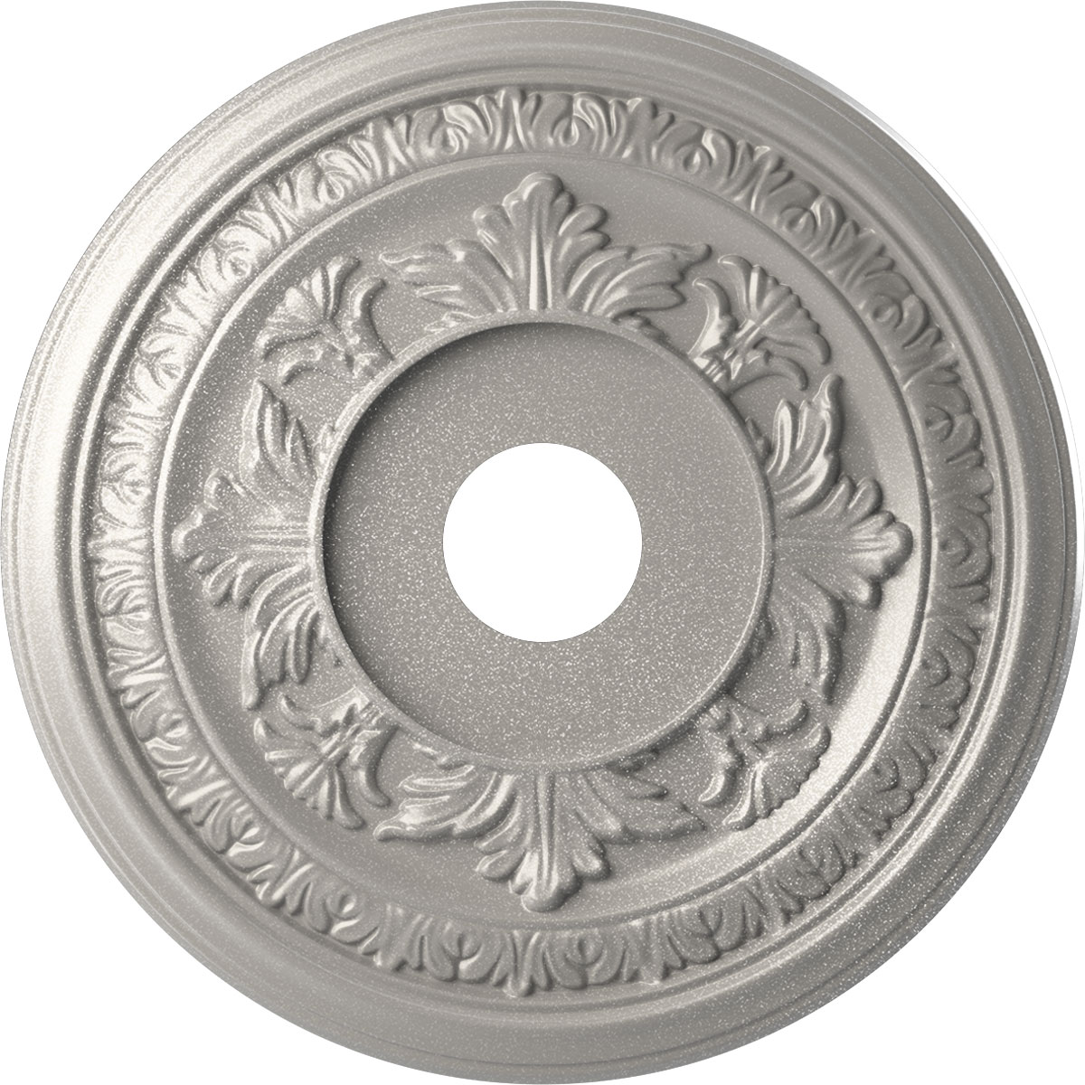 Ekena Millwork CMP19BAASV Baltimore Thermoformed 19-in W x 19-in L Painted Textured Metallic Silver PVC Whole Ceiling Medallion
