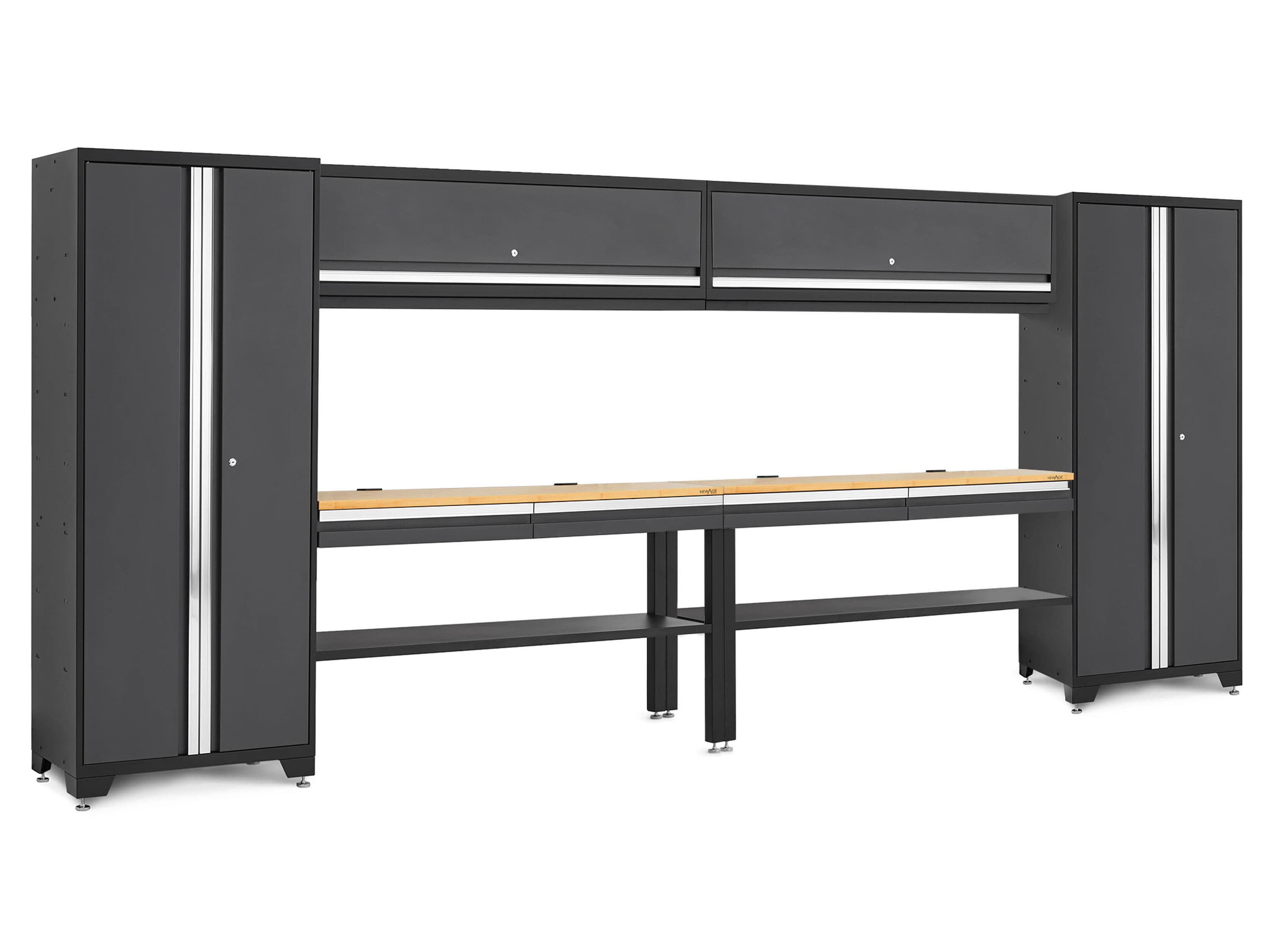 NewAge Products 180-in W x 76.75-in H x 18-in D 4 -Cabinets Steel Charocal Gray Garage Storage System #74501