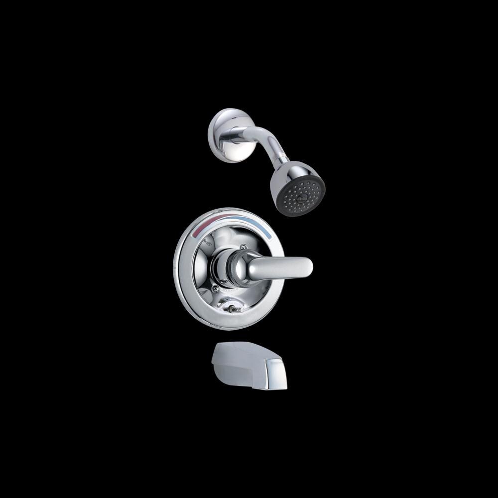  DST3086 Chrome Single Handle Tub and Shower Valve Trim with Push Button Diverter and Metal Lever Handle