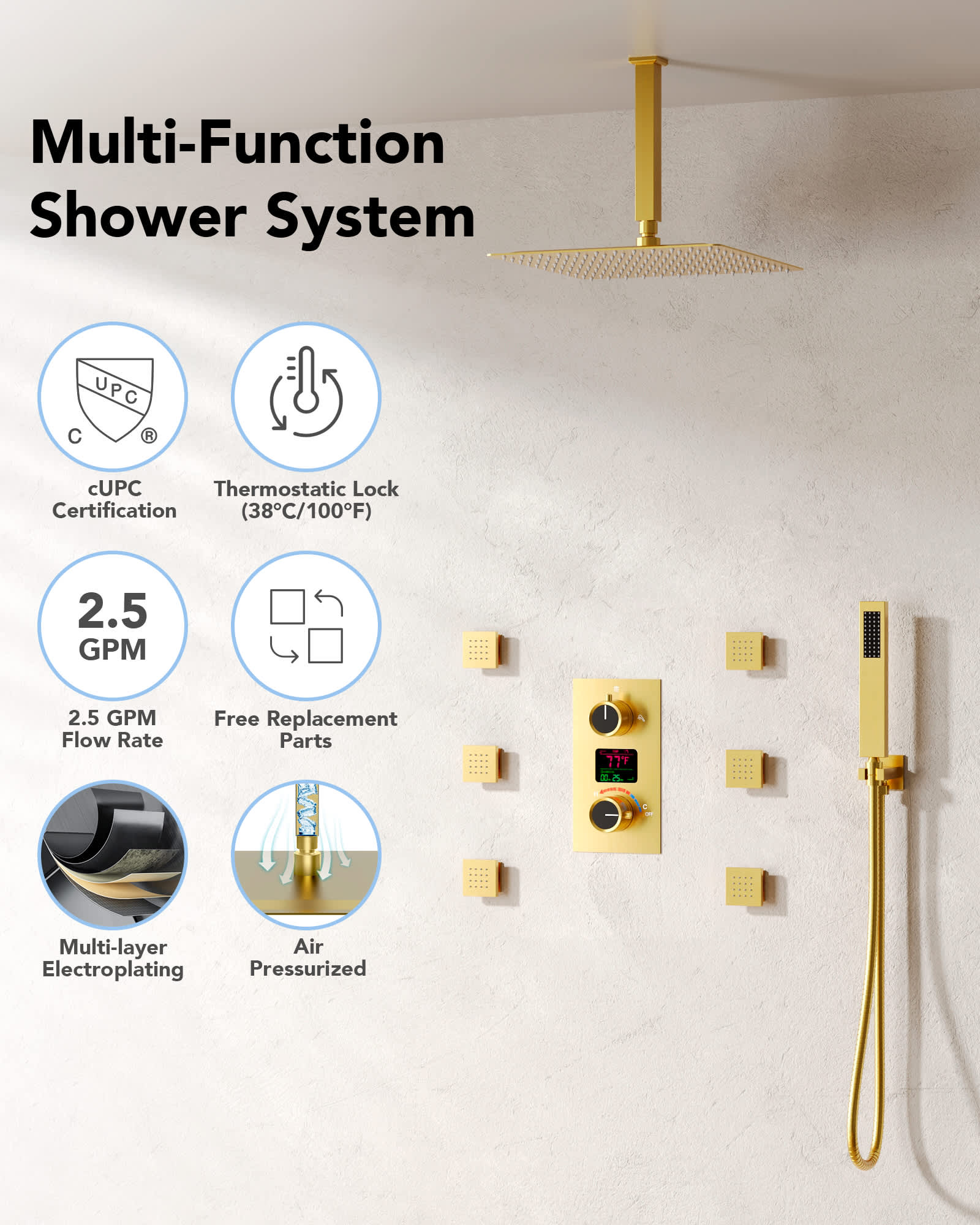EVERSTEIN SFS-1015-GD12 Tub-Shower-Faucets - View #4