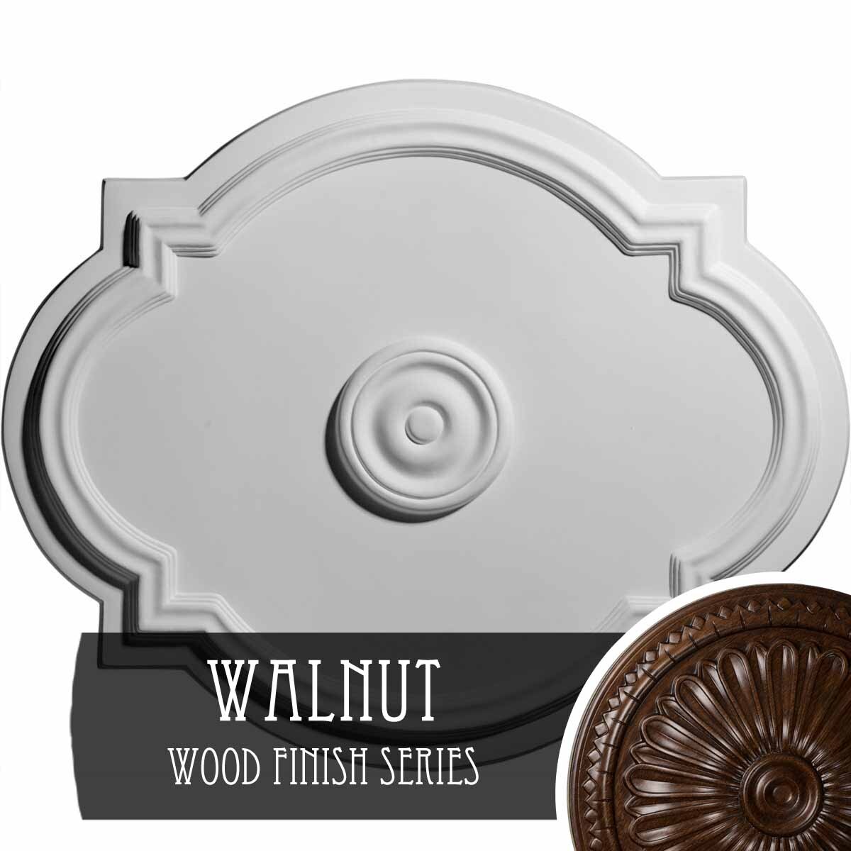 Ekena Millwork CM21WAWAS Waltz 17.375-in W x 21.25-in L Walnut Polyurethane Ceiling Medallion