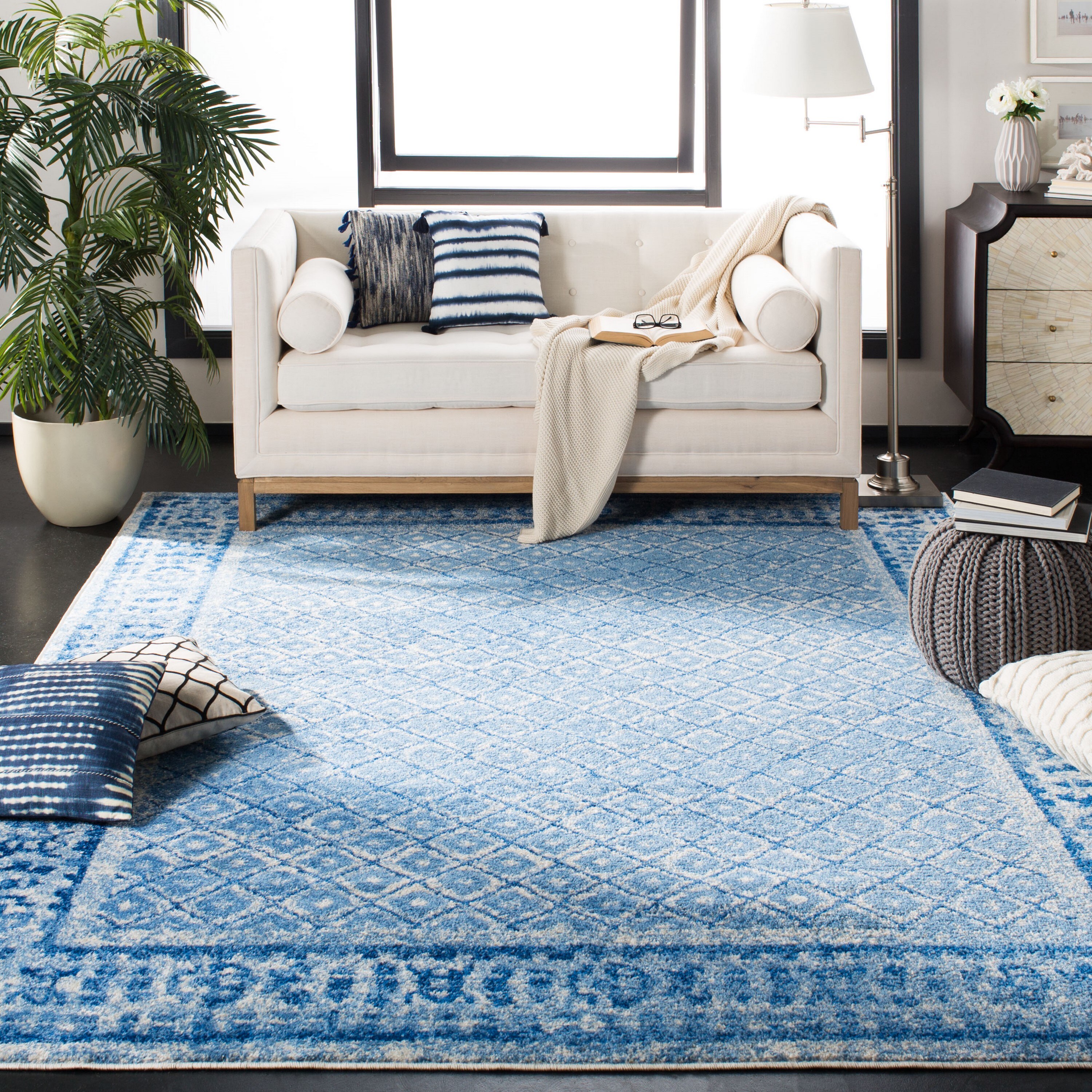 Safavieh ADR110D-1115 Adirondack Tabriz 11 x 15 (ft) Loomed Polypropylene Silver/Blue Rectangular Indoor Distressed/Overdyed Vintage Area rug