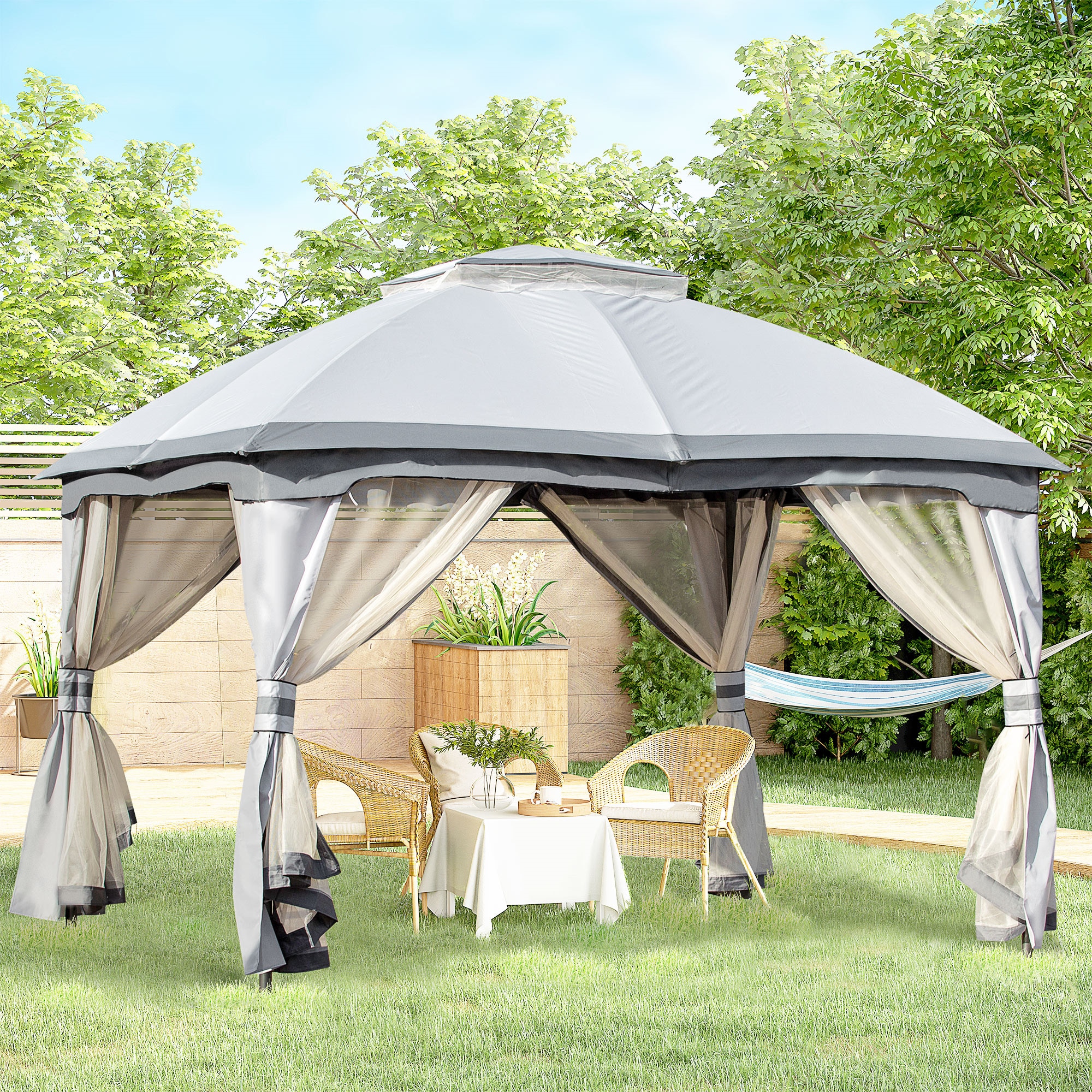 Patio Screened Gazebo Steel-Frame Gazebos & Accessories at Lowes.com