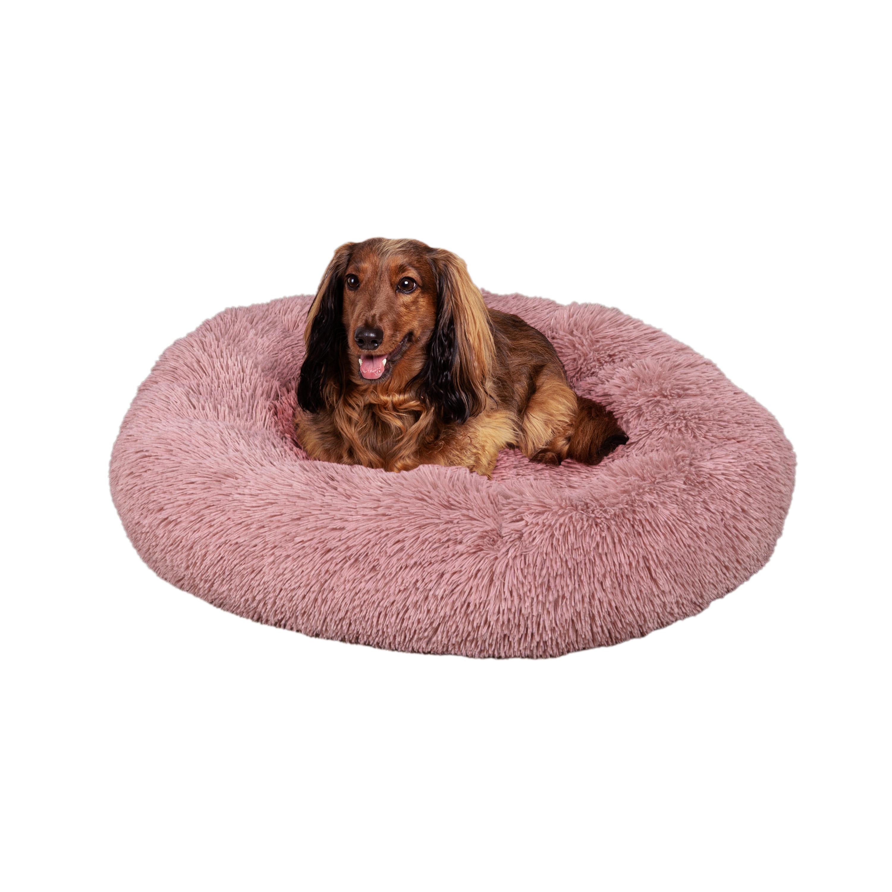 The Licker Store DBD3003B-M Maisie Bohemian Glam Faux Fur Fluffy Calming Donut Pet Bed with Washable Cover