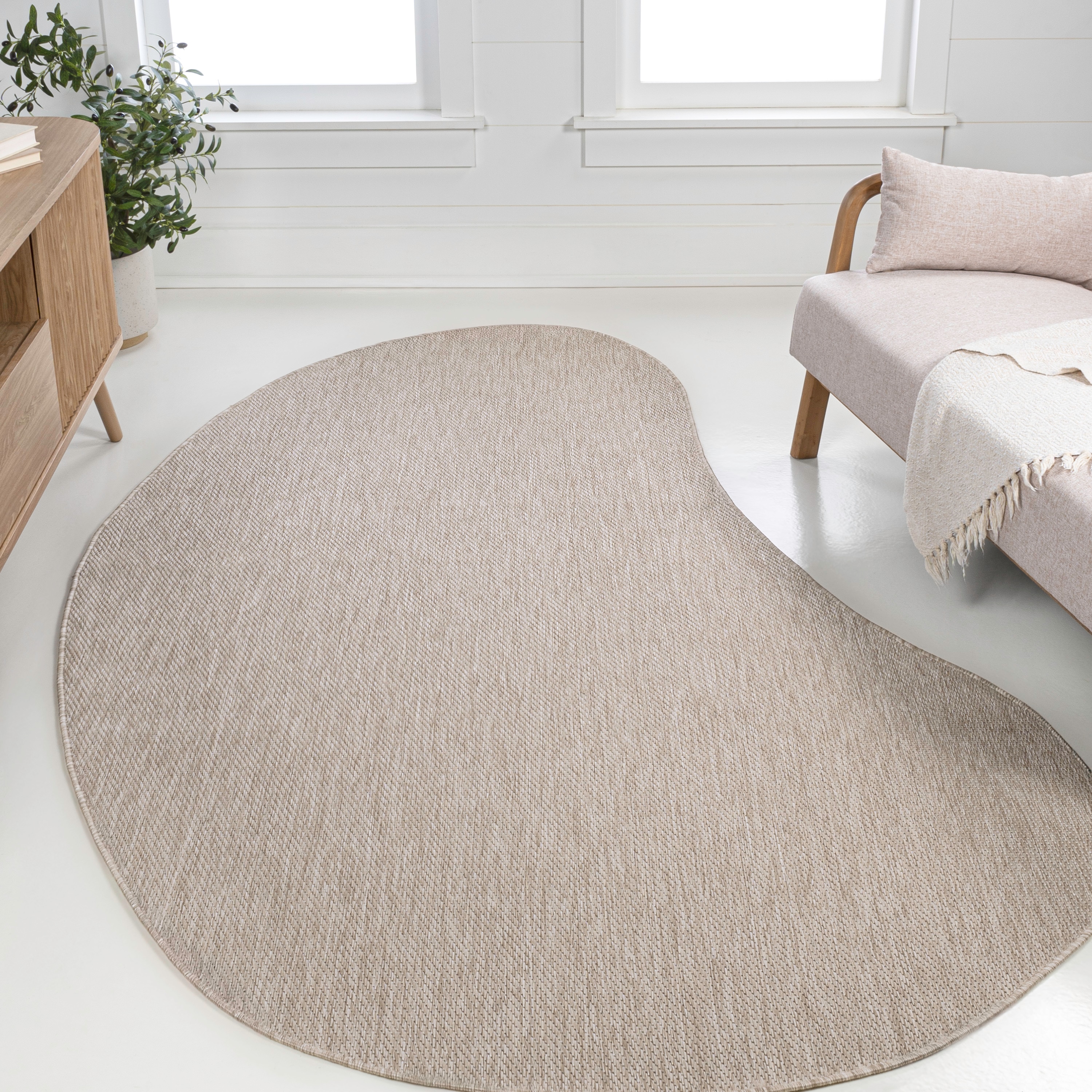 JONATHAN  Y SHP102C-5 SHAPES Evan Rustic Organic Curve 5 x 8 (ft) Polypropylene Beige Rectangular Indoor Abstract Coastal Area rug