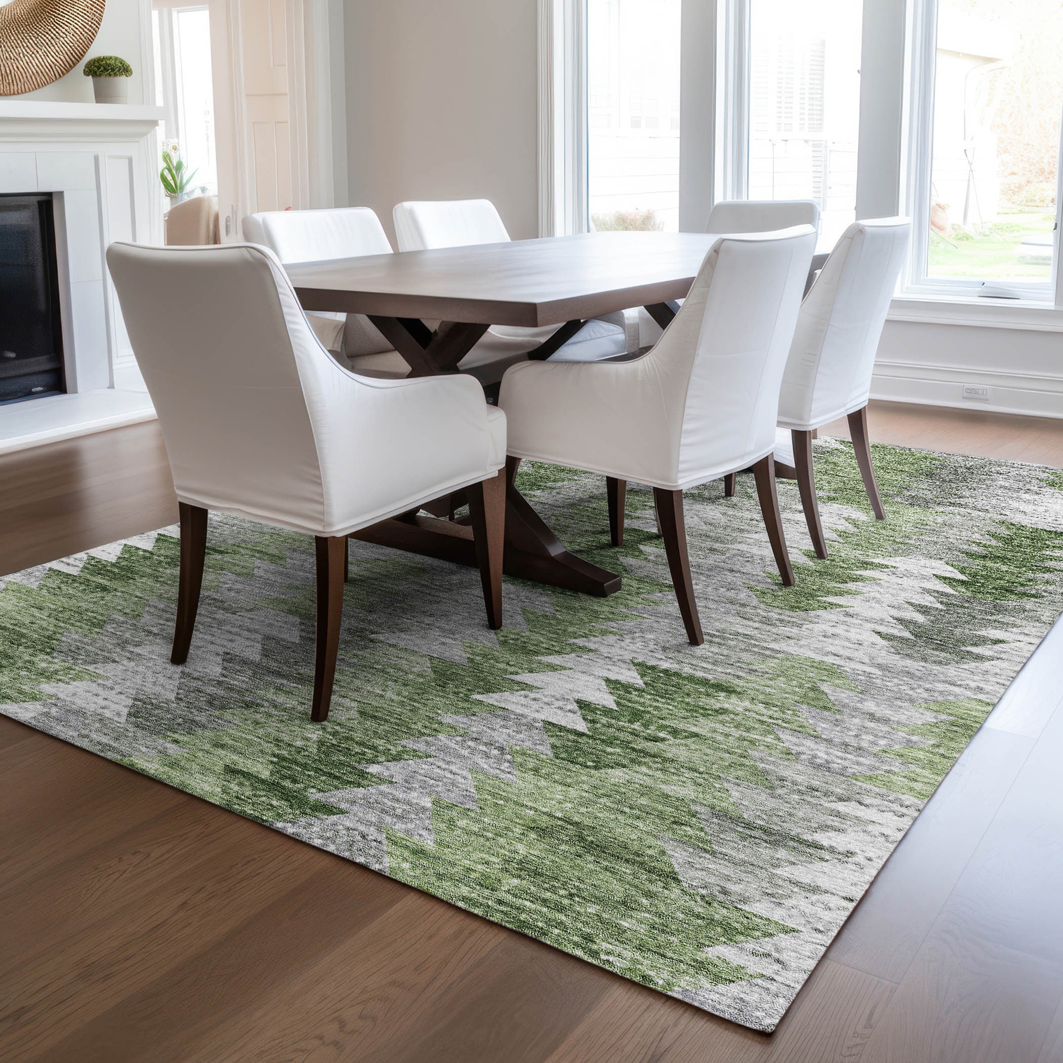 Addison Rugs ACN632GE8X10 Chantille ACN632GE 8 x 10 (ft) Polyester Green Rectangular Indoor/Outdoor Geometric Machine washable Area rug