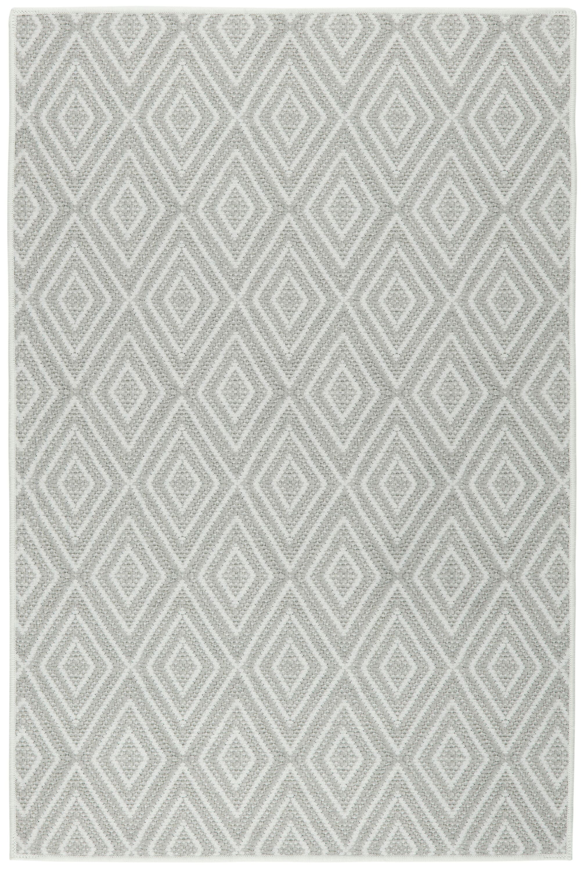 DASH & ALBERT DA2035-23 2 x 3 (ft) Polyester Platinum/White Rectangular Indoor Geometric Coastal Machine washable Area rug