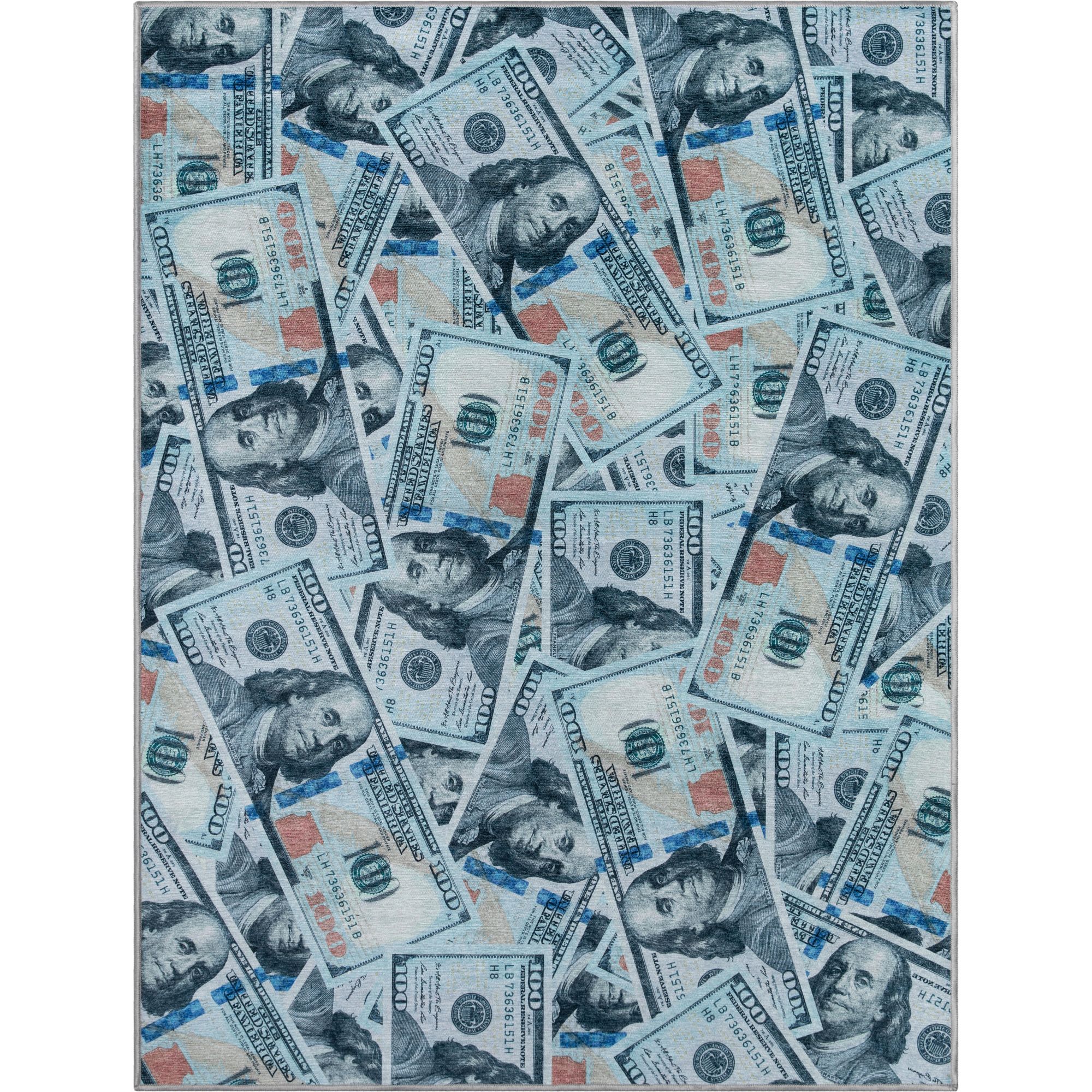 Blue Rectangular 8' x 10' Chenille Kids Washable Rug