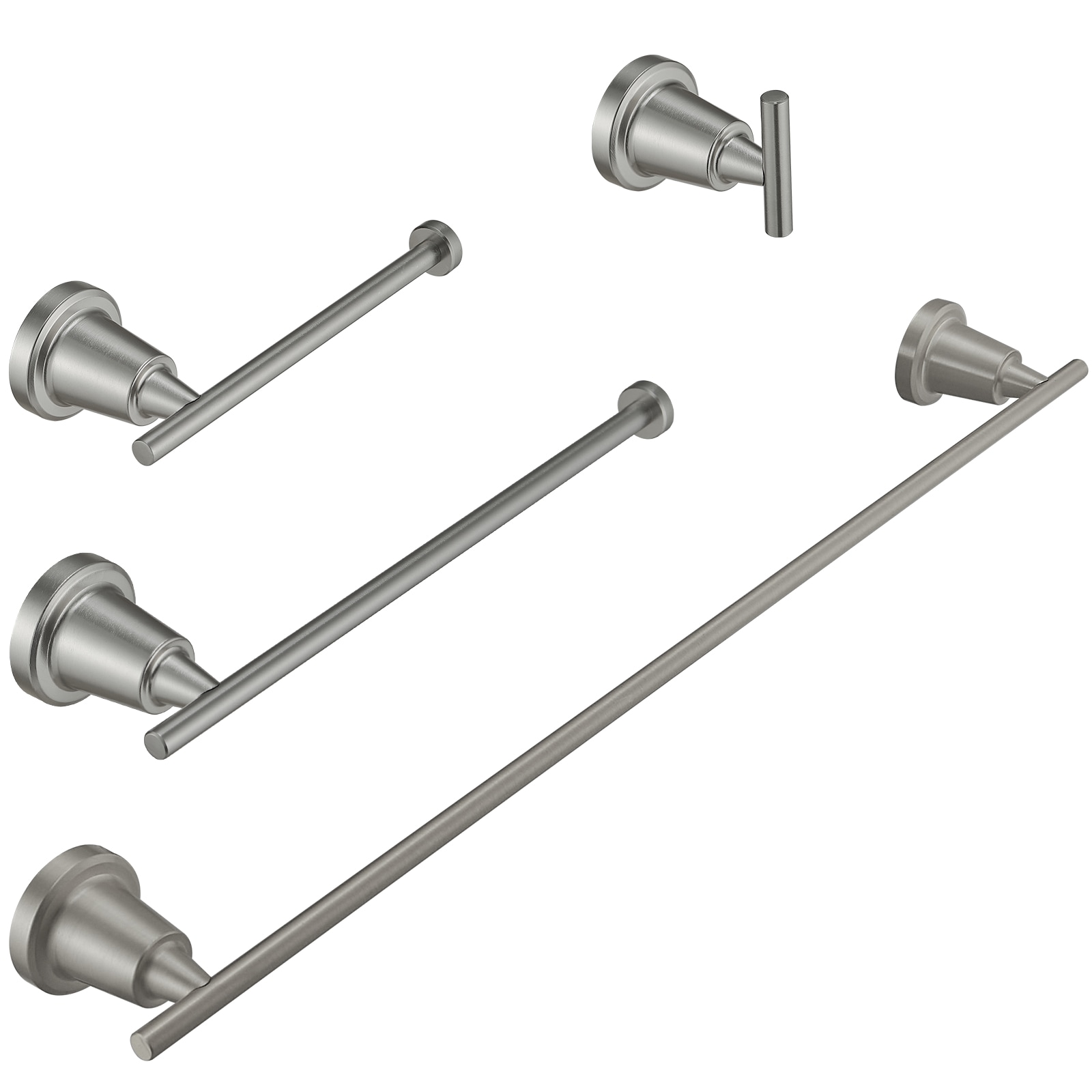 BWE 4-Piece Bath Hardware Set with Towel Bar Towel Hook and Toilet ...