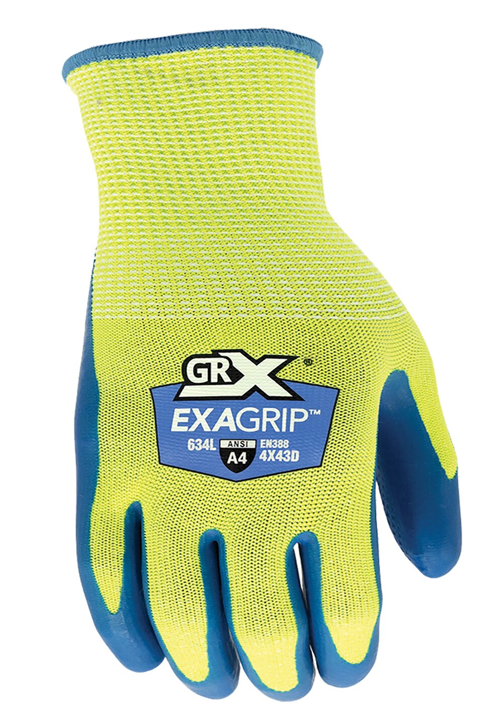 GRX Cut Series 634 Cut Resistant ExaGrip Coated Palm Work Gloves in Size L