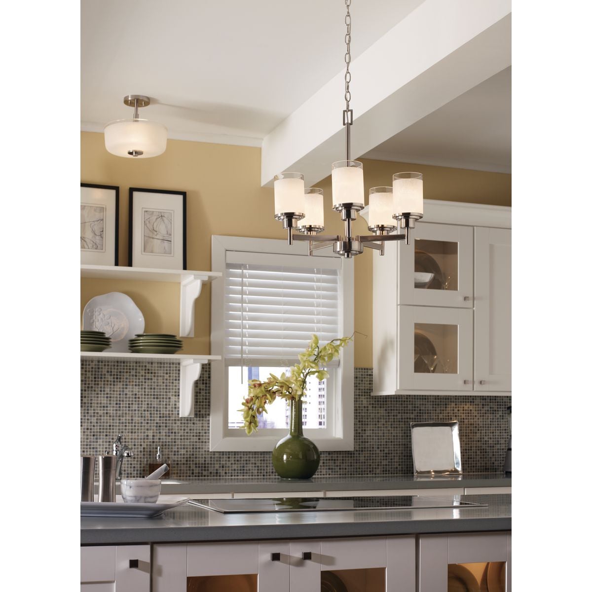 Alexa Collection Brushed Nickel 5-Light Linear Chandelier