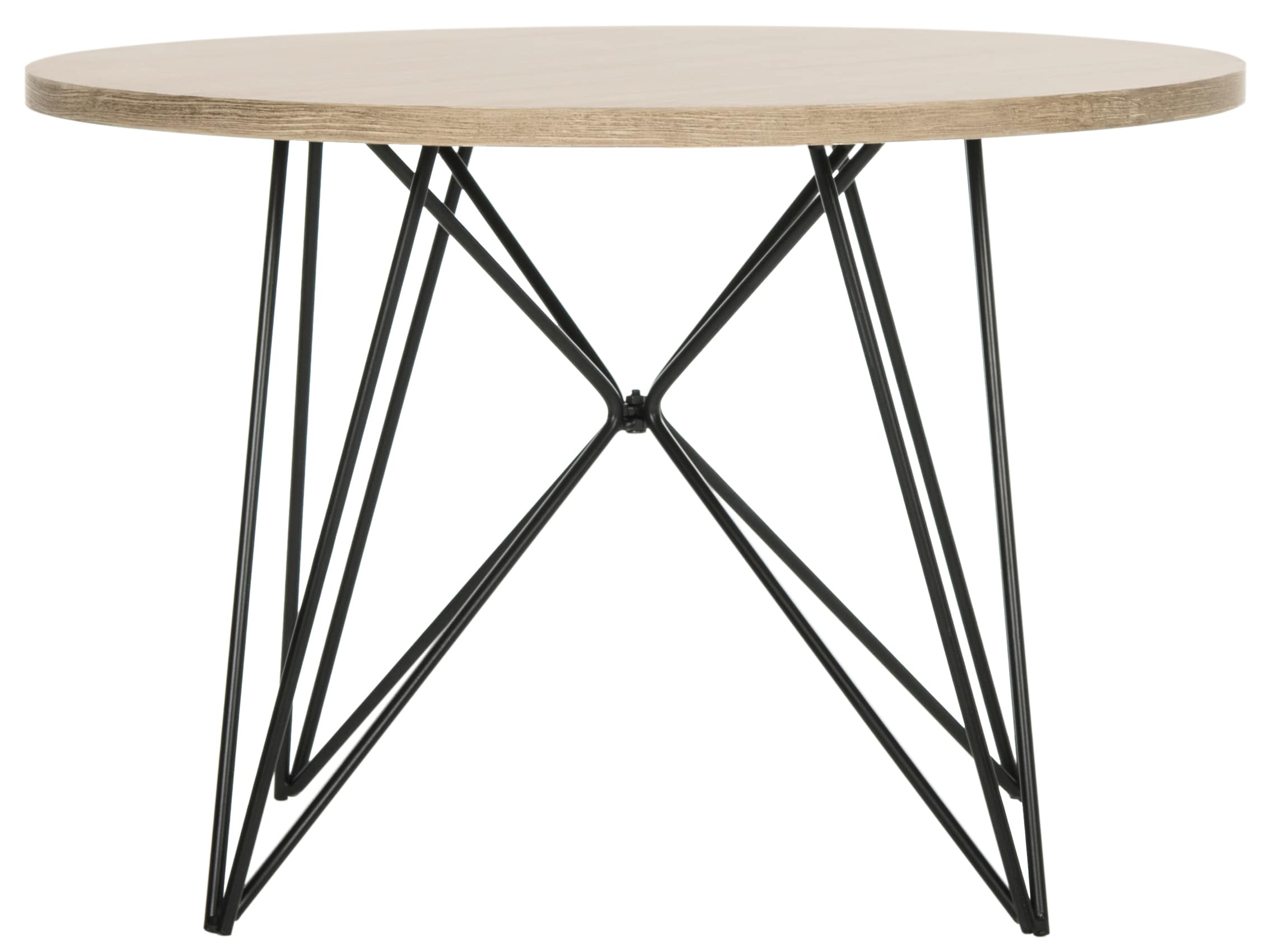 Safavieh FOX4262A Alcott 23.6-in W x 15.8-in H Light Oak/Black Wood Round Casual End Table Assembly Required