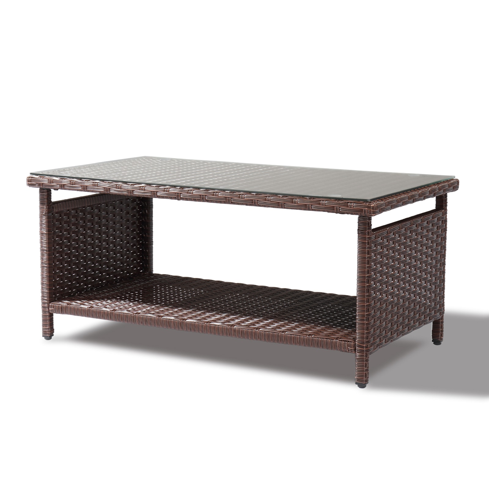 Winado LO1G56001132 Coffee Table Rectangle Wicker Outdoor Coffee 21.85-in W x 39.76-in L