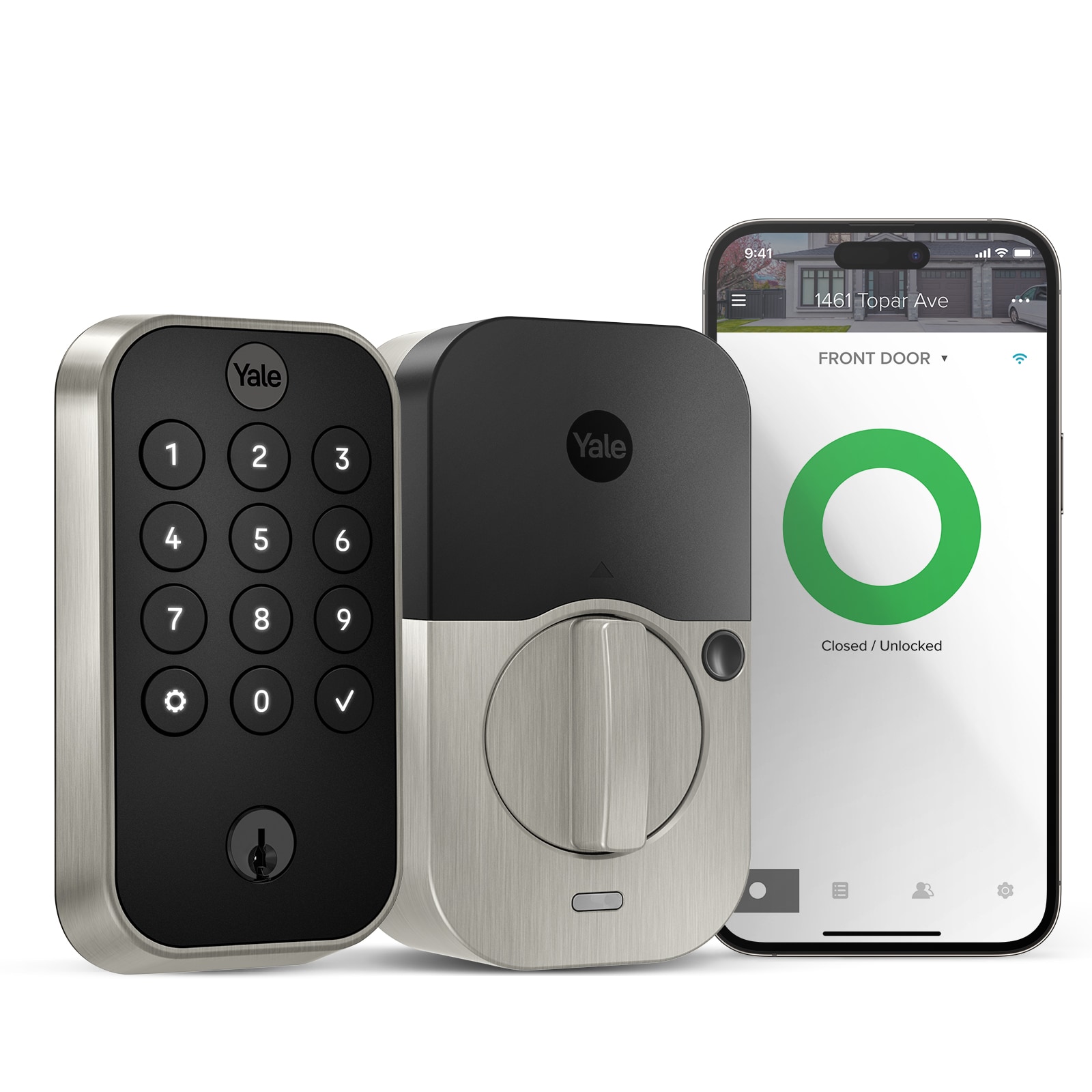 Yale Assure Lock 2 Norwood Bundle Satin Nickel Smart Lock Electronic Deadbolt and Handleset with Wifi Bluetooth Keypad B-YRD410-WF1-NW-619 Sansujyuku sansujyuku.com