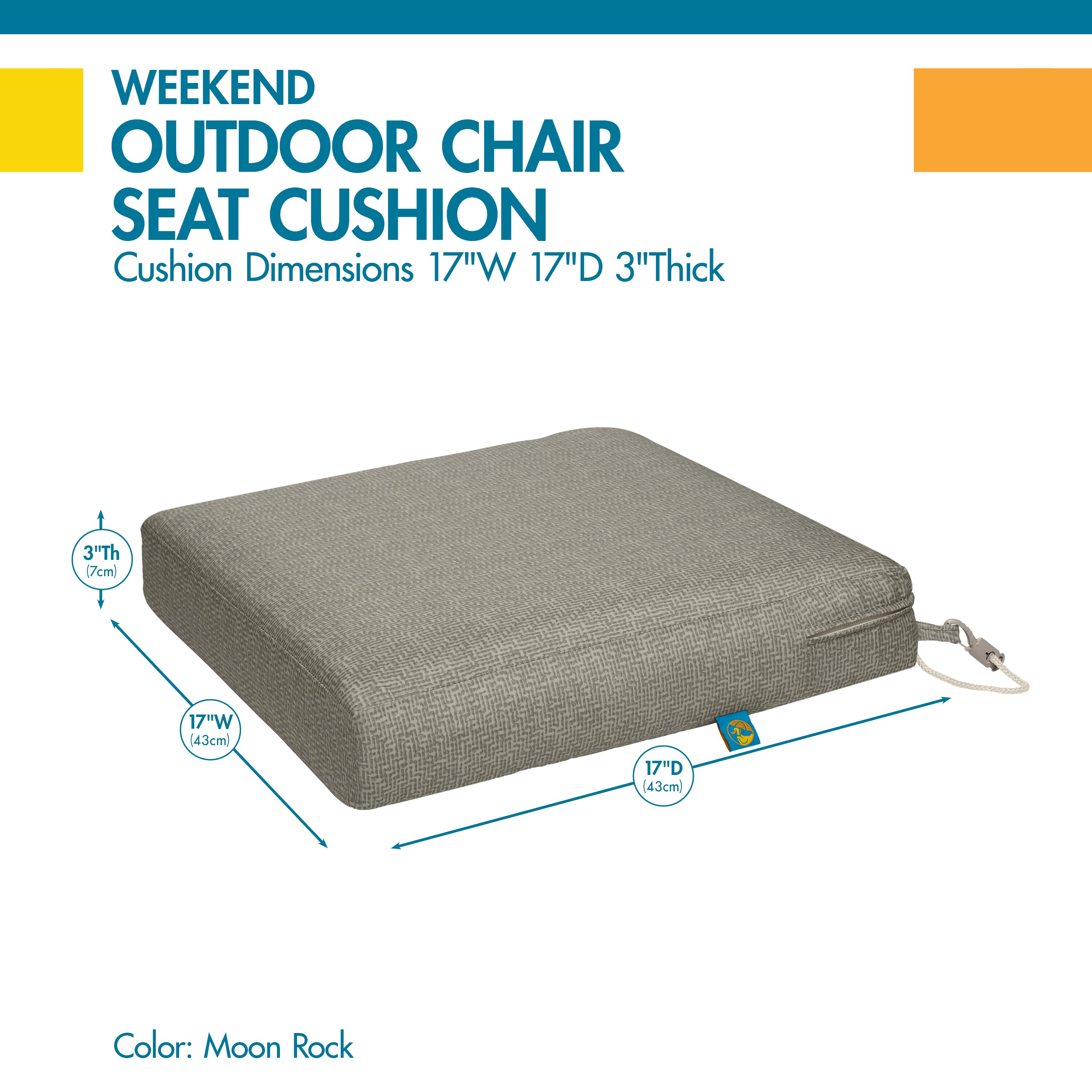 Duck Covers Weekend 17-in x 17-in Moon Rock Patio Chair Cushion in the ...