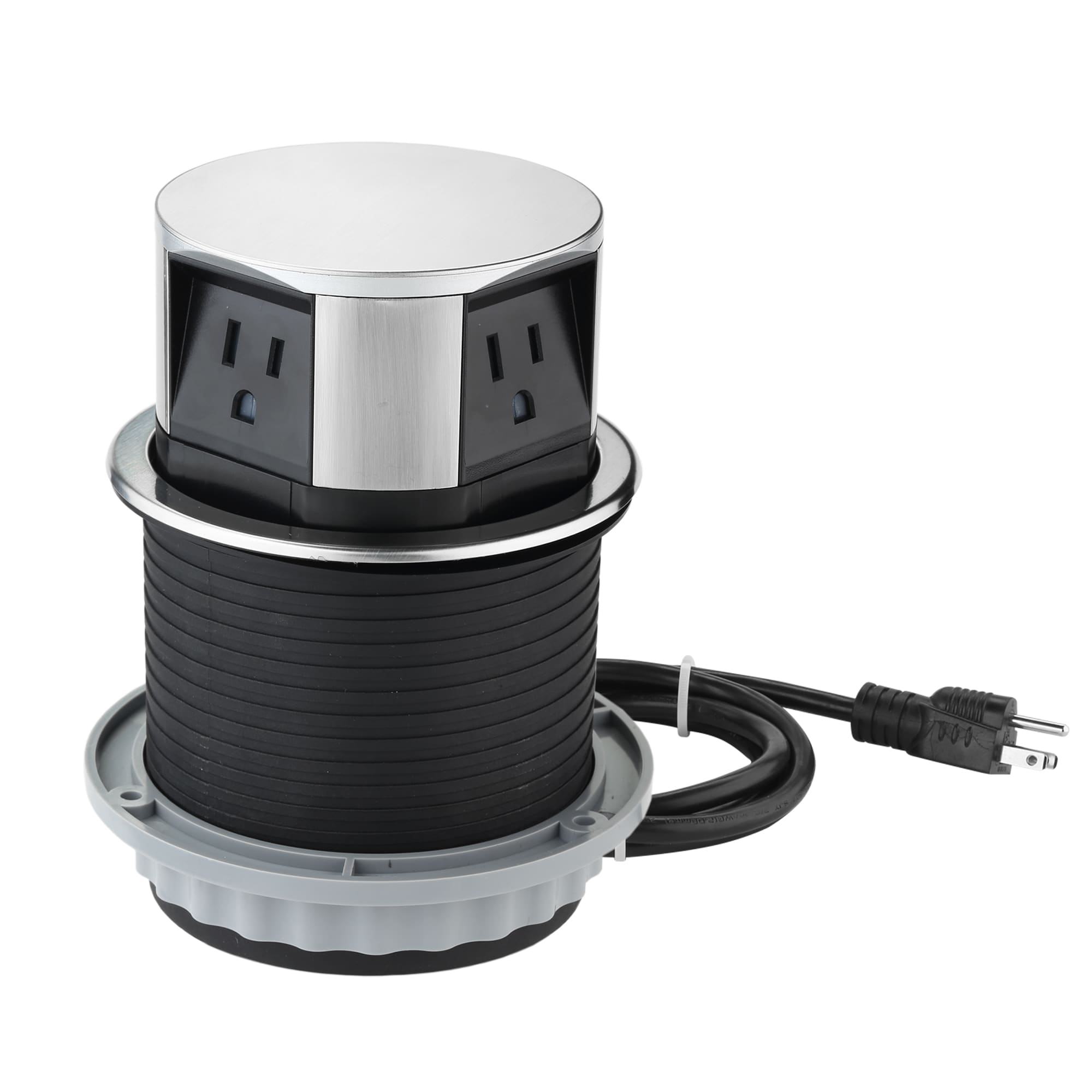 LINK2HOME 6-ft 3-Outlet 2-USB Ports Indoor Stainless Steel Power