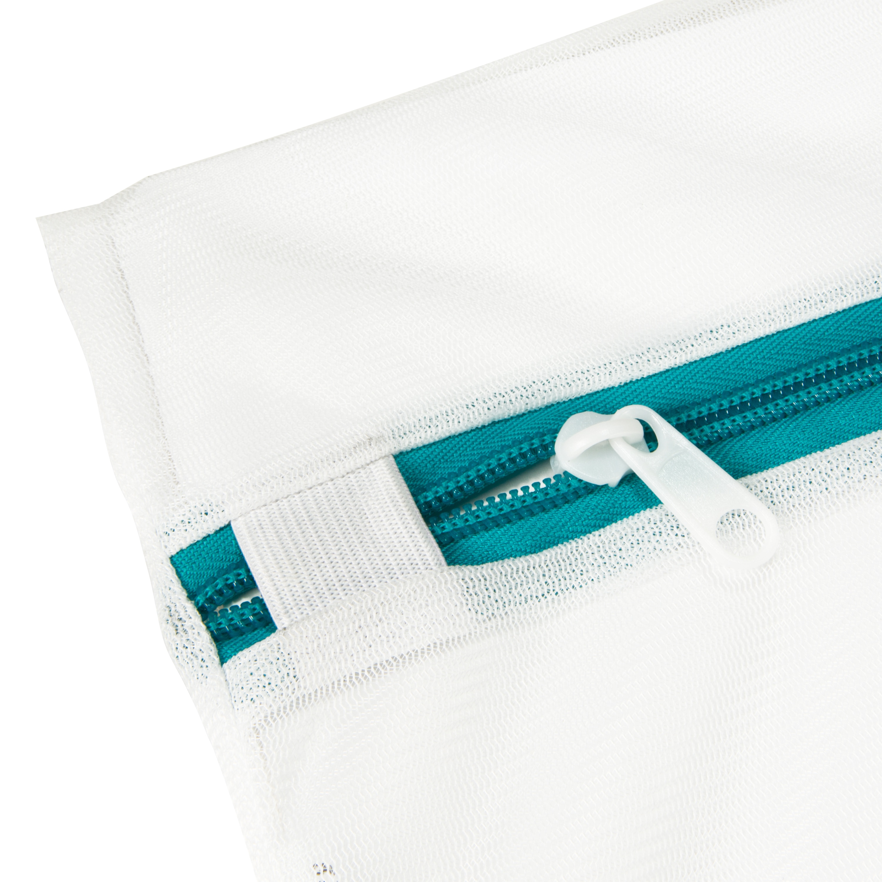 White Mesh Laundry Wash Bags with Colored Zippers, Set of 3