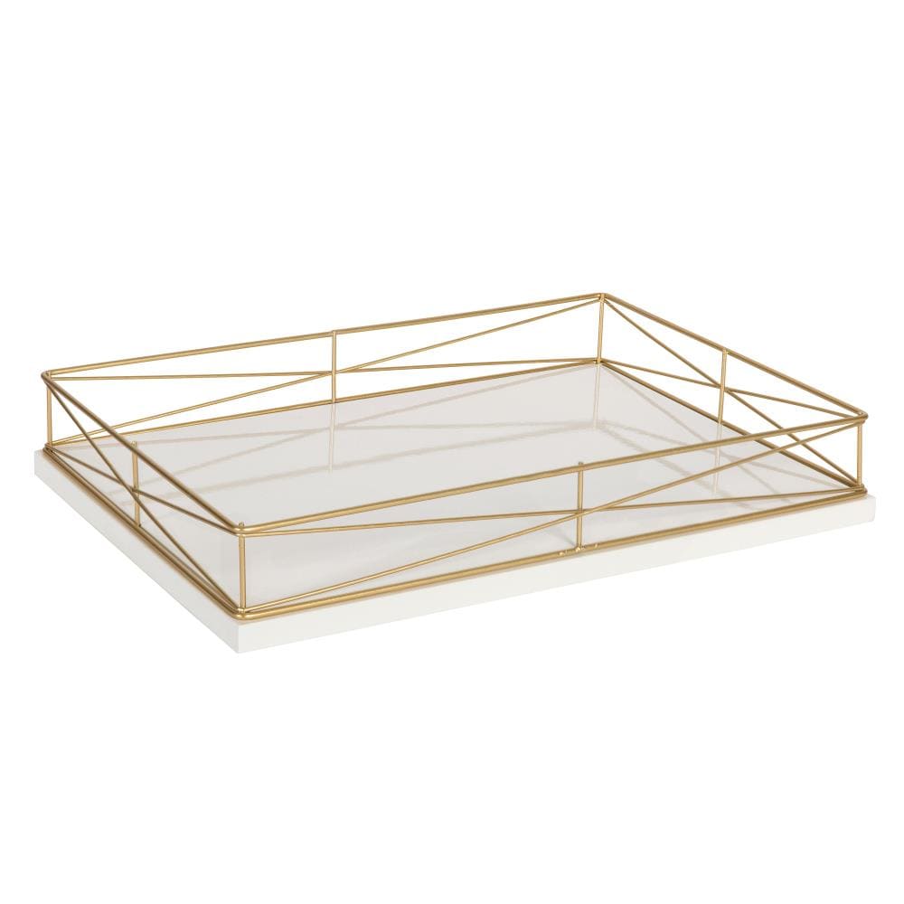 Kate and Laurel 12-in x 16.5-in White/Gold Serving Tray at Lowes.com