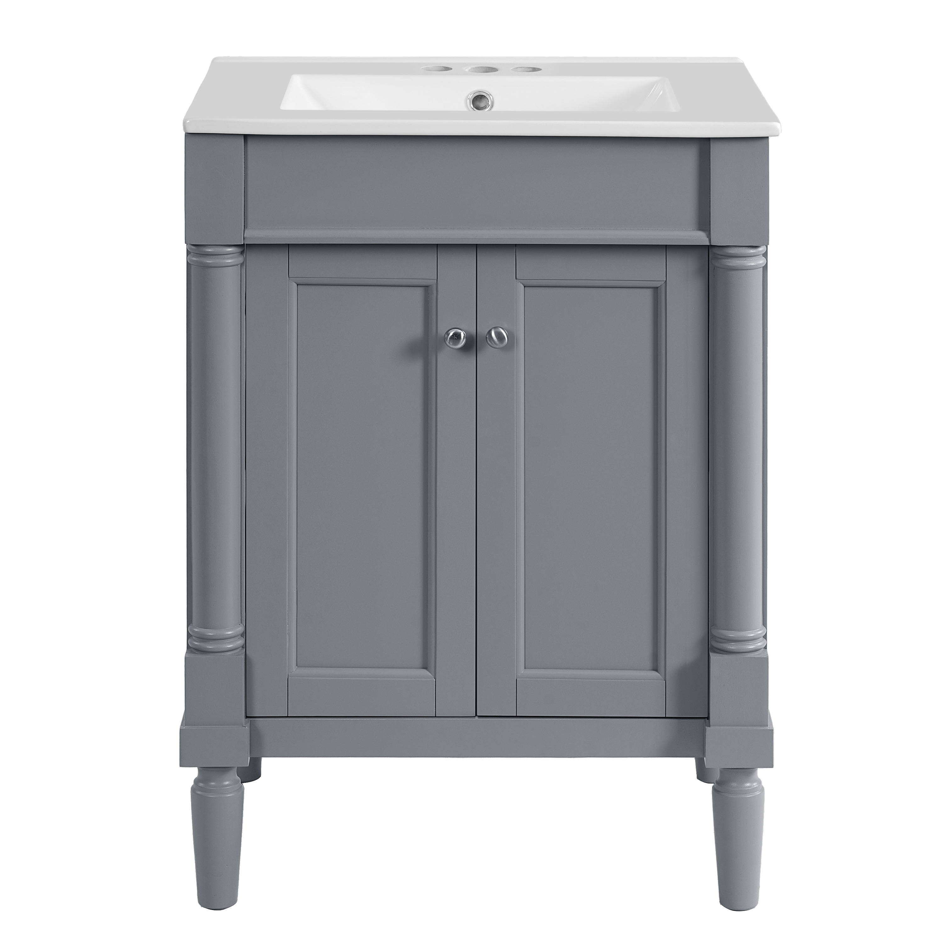 BEARSOLIM 24-in Bathroom Vanity with Ceramic Sink 2 Doors 2-Tier Storage Shelves #DJYC-N710P190503E