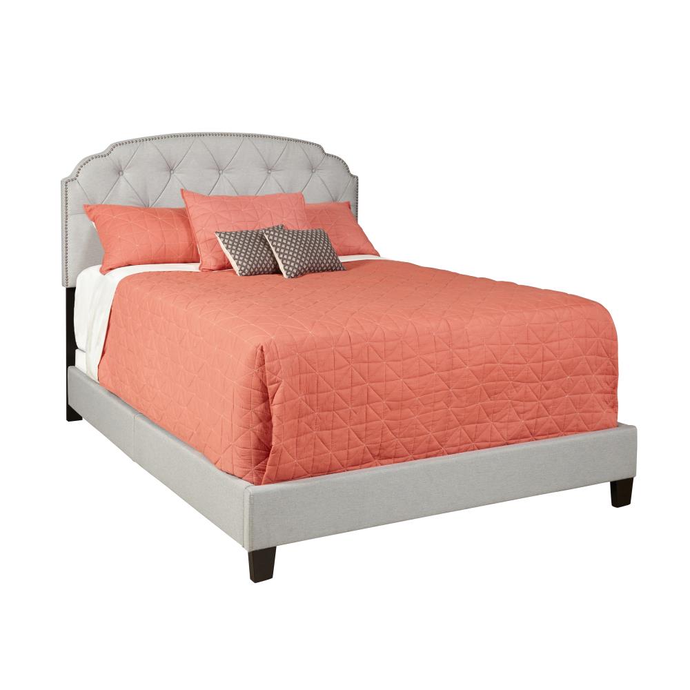 HomeFare Tufted upholstered traditional queen bed in soft grey Queen