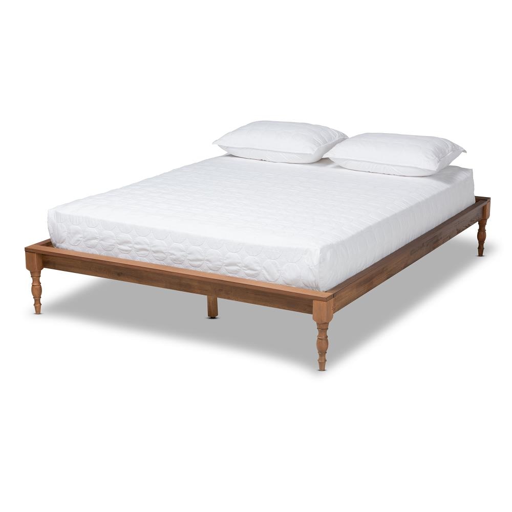 Baxton Studio Romy Ash Walnut Queen Wood Platform Bed in the