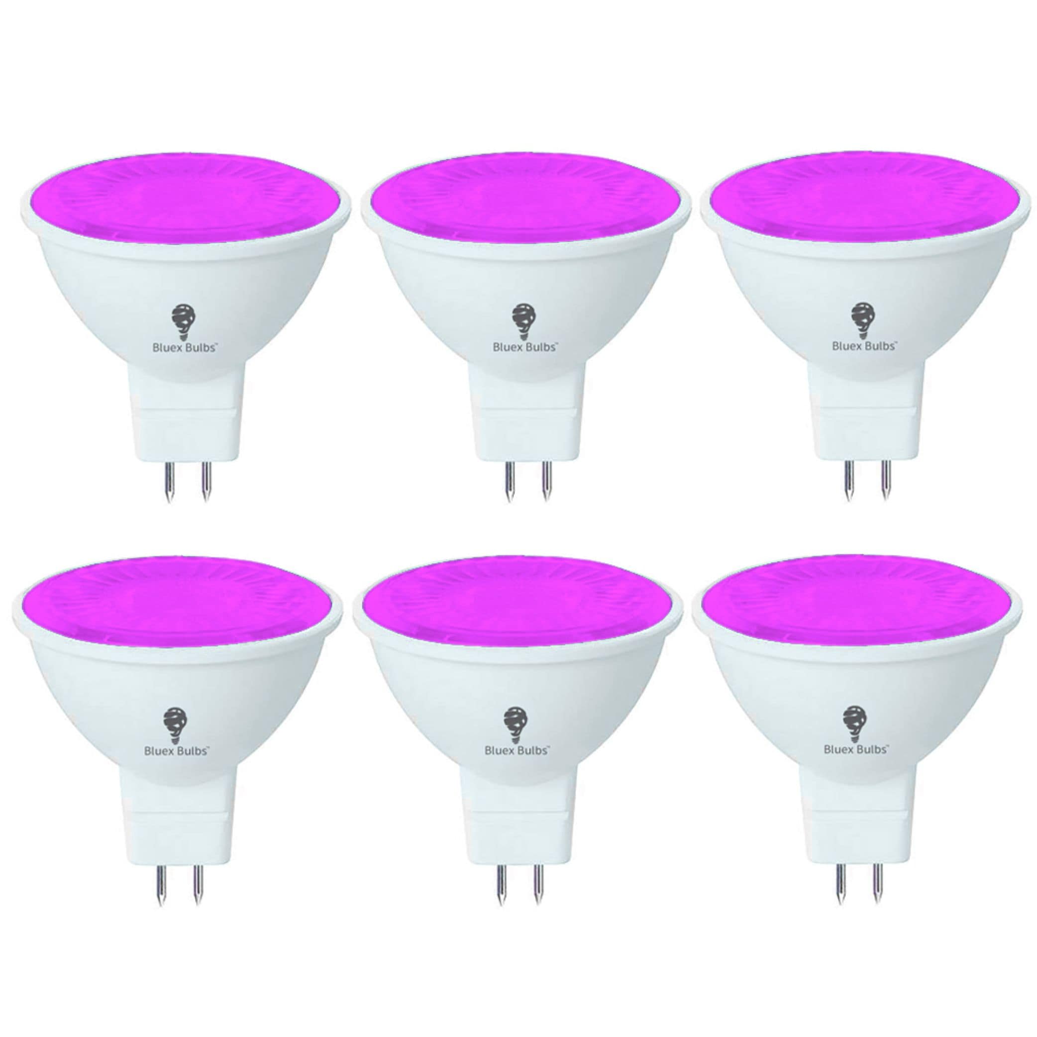 Bluex Bulbs COLOR-PINK-MR16-6W BlueX LED 50 -Watt EQ MR16 Pink G5.3 base LED Decorative Light Bulb 6 -Pack